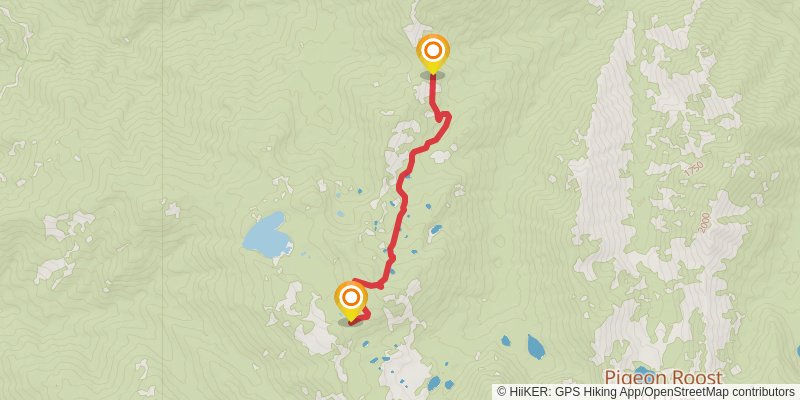 Gold Granite and Green Granite Lake via Johnson's Hunting Ground Trail stage 2 Map