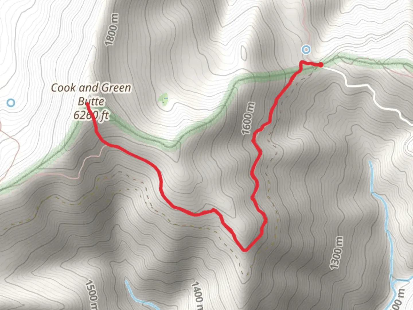 An image depicting the trail Cook and Green Butte via PCT and its surrounding area.