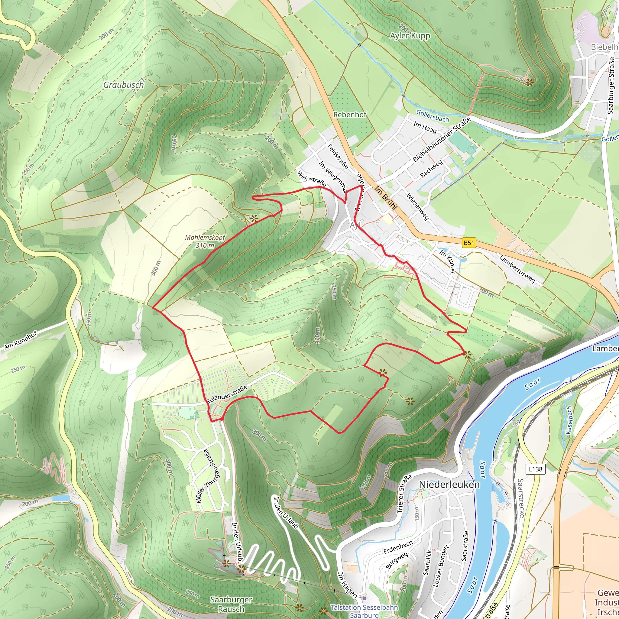 Saarweinwanderweg mobile static map