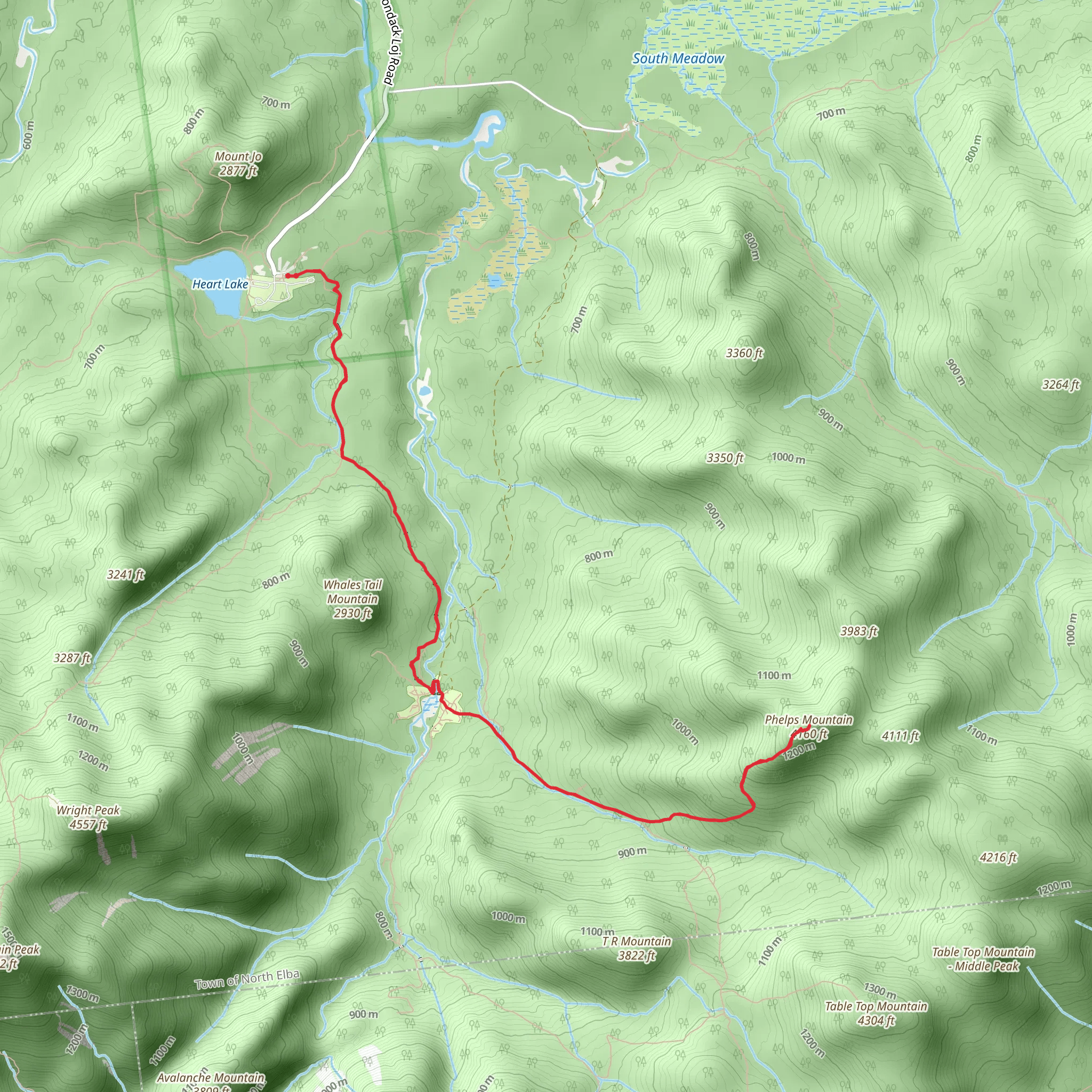 Phelps Mountain from Adirondack Loj Road mobile static map