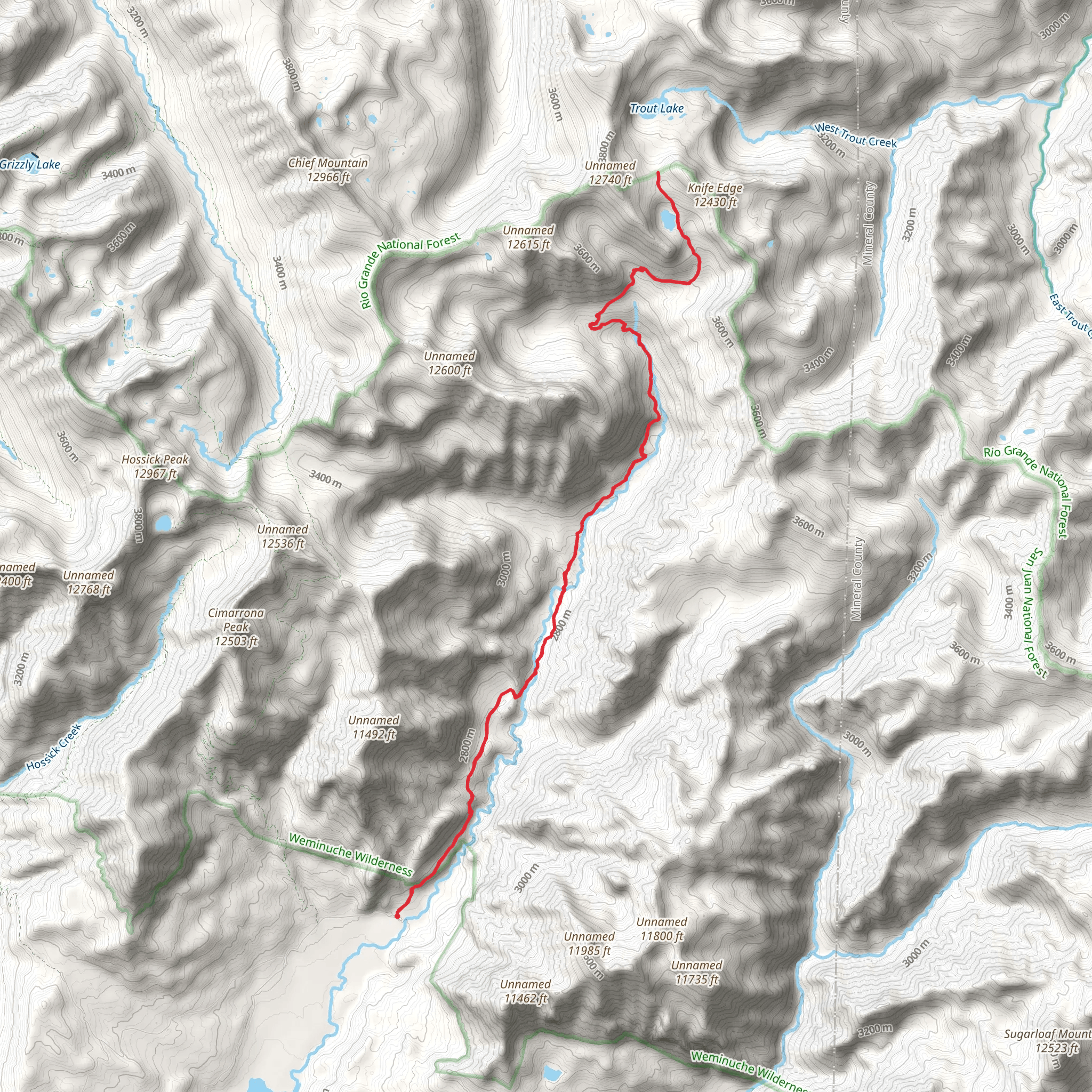Williams Fork Lake via Williams Creek Trail mobile static map
