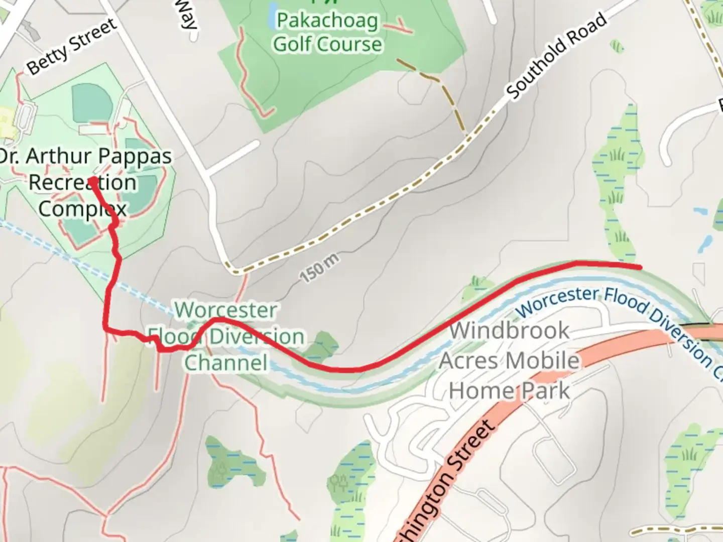 An image depicting the trail Pakachoag Trail and its surrounding area.