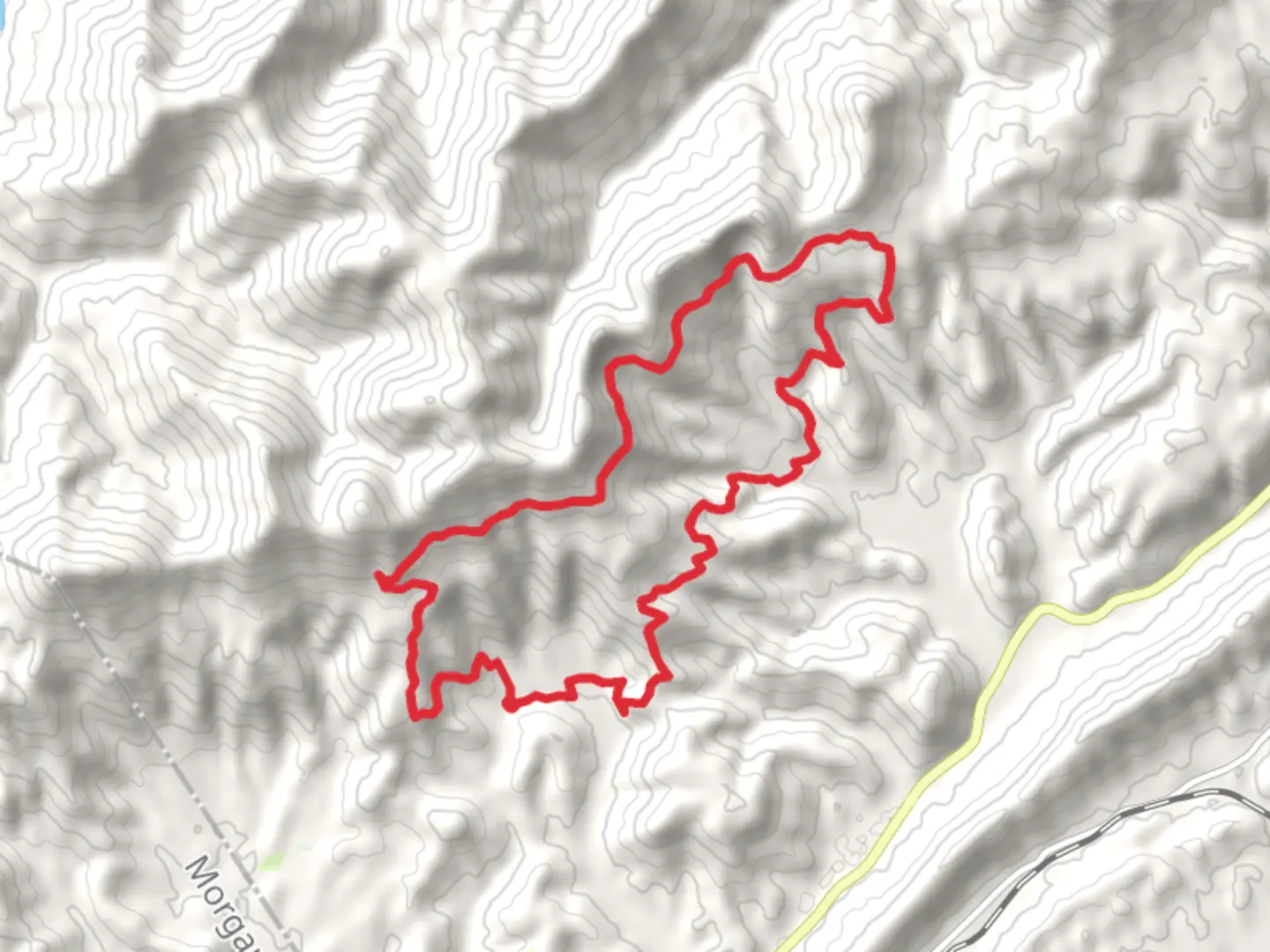 An image depicting the trail Windrock, Long Trace Ride and Upper Windrock Loop and its surrounding area.