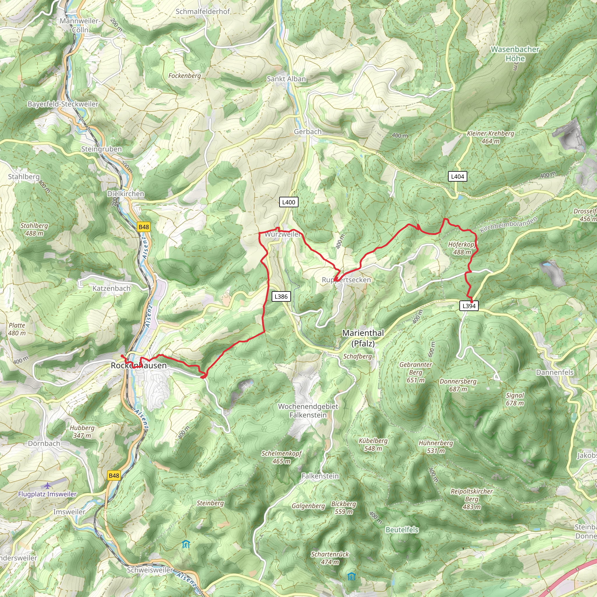 Bastenhaus to Rockenhausen Walk mobile static map