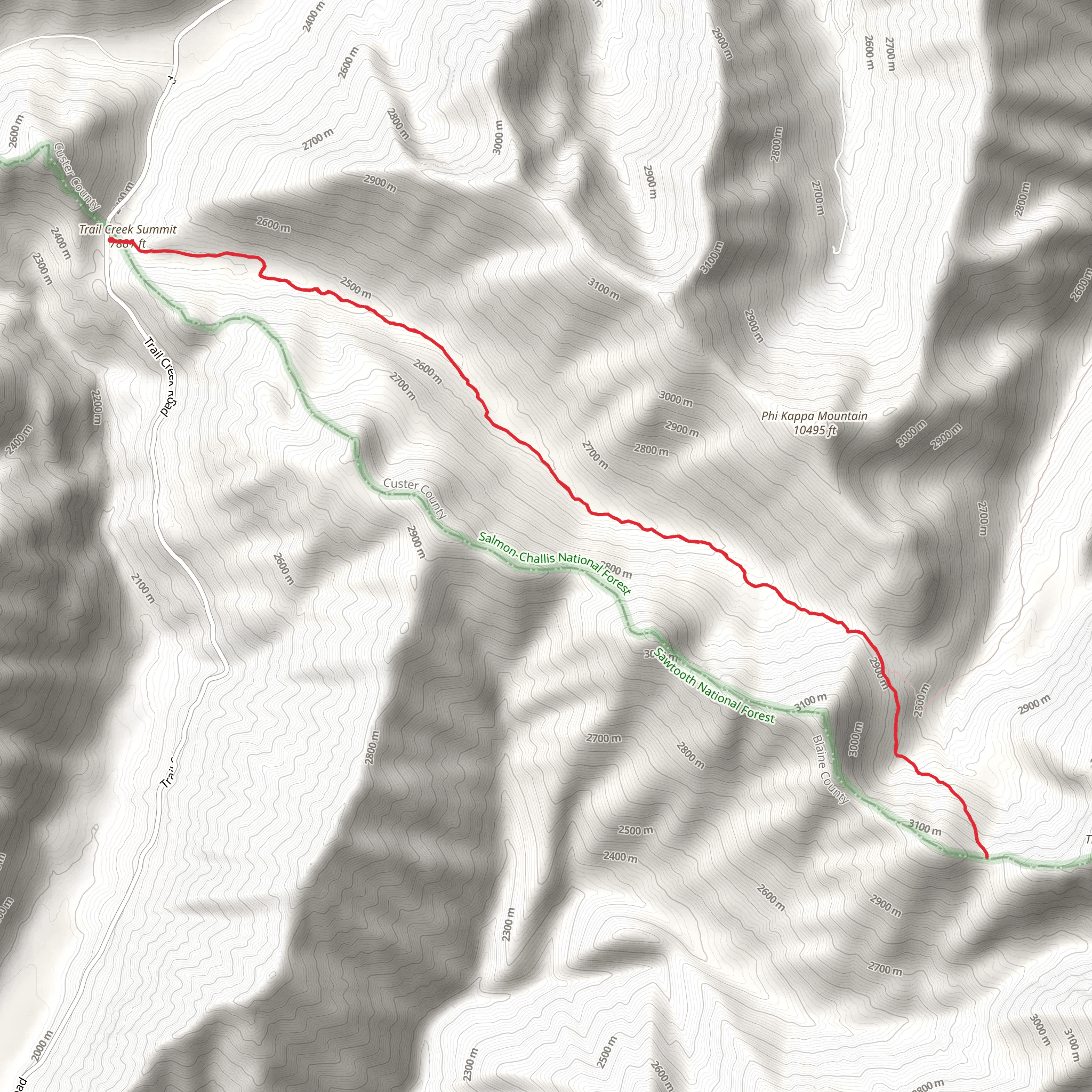 Trail Creek Summit Out and Back mobile static map