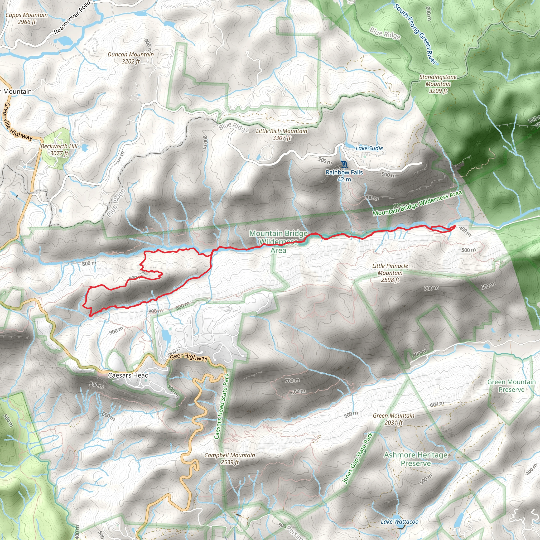 Jones Gap, Bill Kimball and Coldspring Branch Loop Trail mobile static map