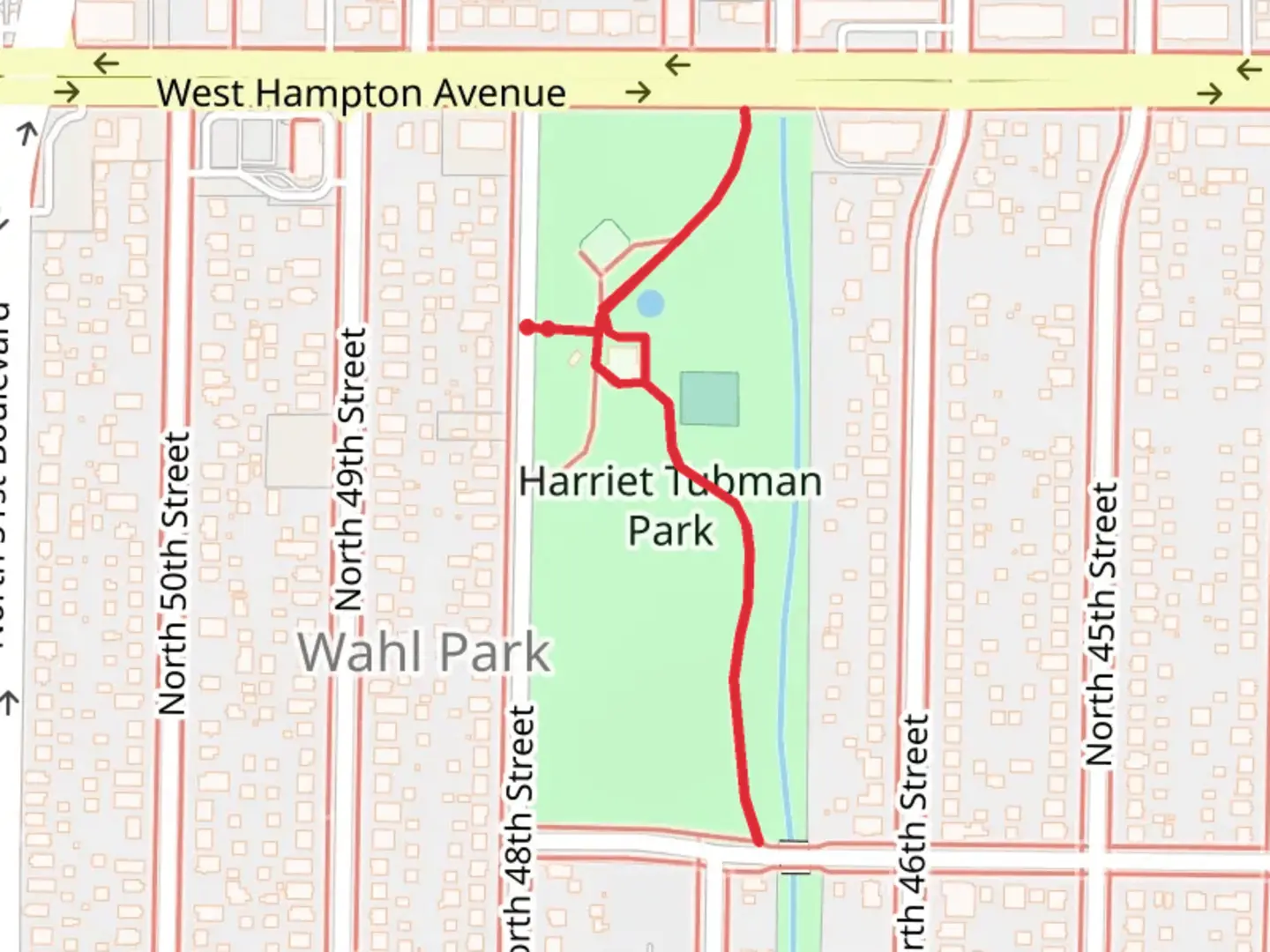 An image depicting the trail Harriet Tubman Park Walk and its surrounding area.