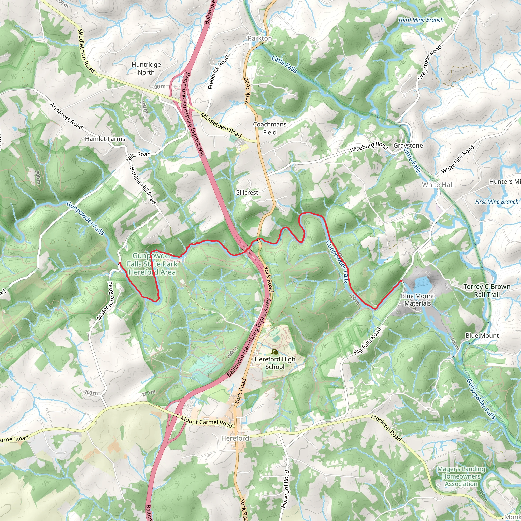 Gunpowder North Trail - Masemore Road mobile static map