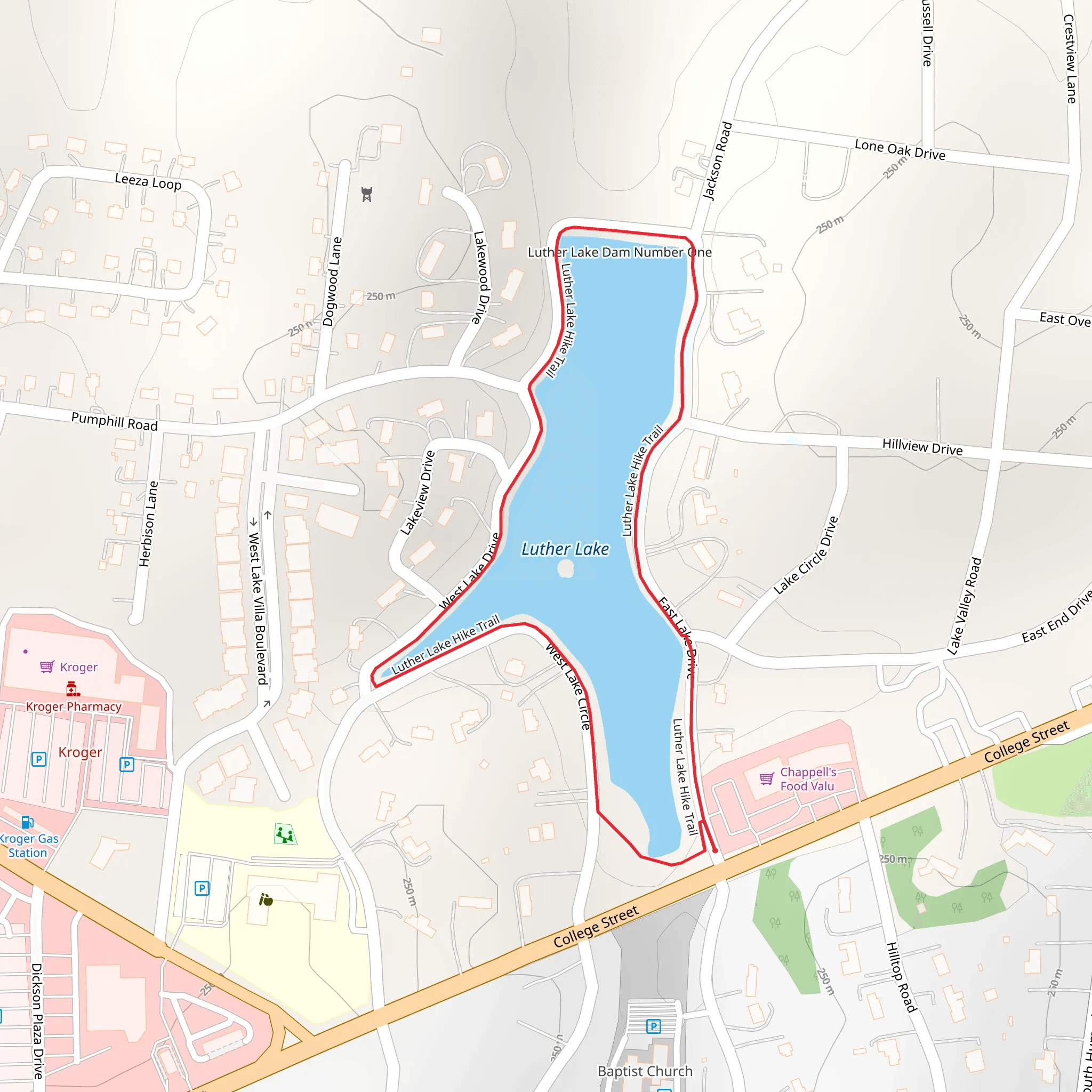Luther Lake Hike Loop Trail mobile static map