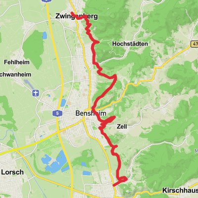 Zwingenberg to Heppenheim Walk mobile static map