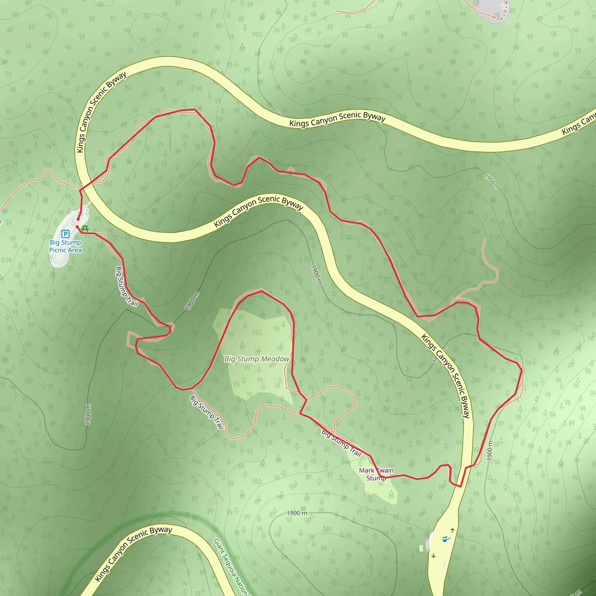 Big Stump Basin Loop Trail mobile static map
