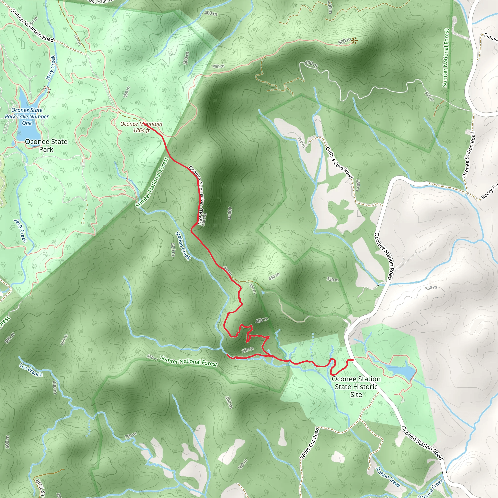 Station Cove Falls and Oconee Mountain mobile static map