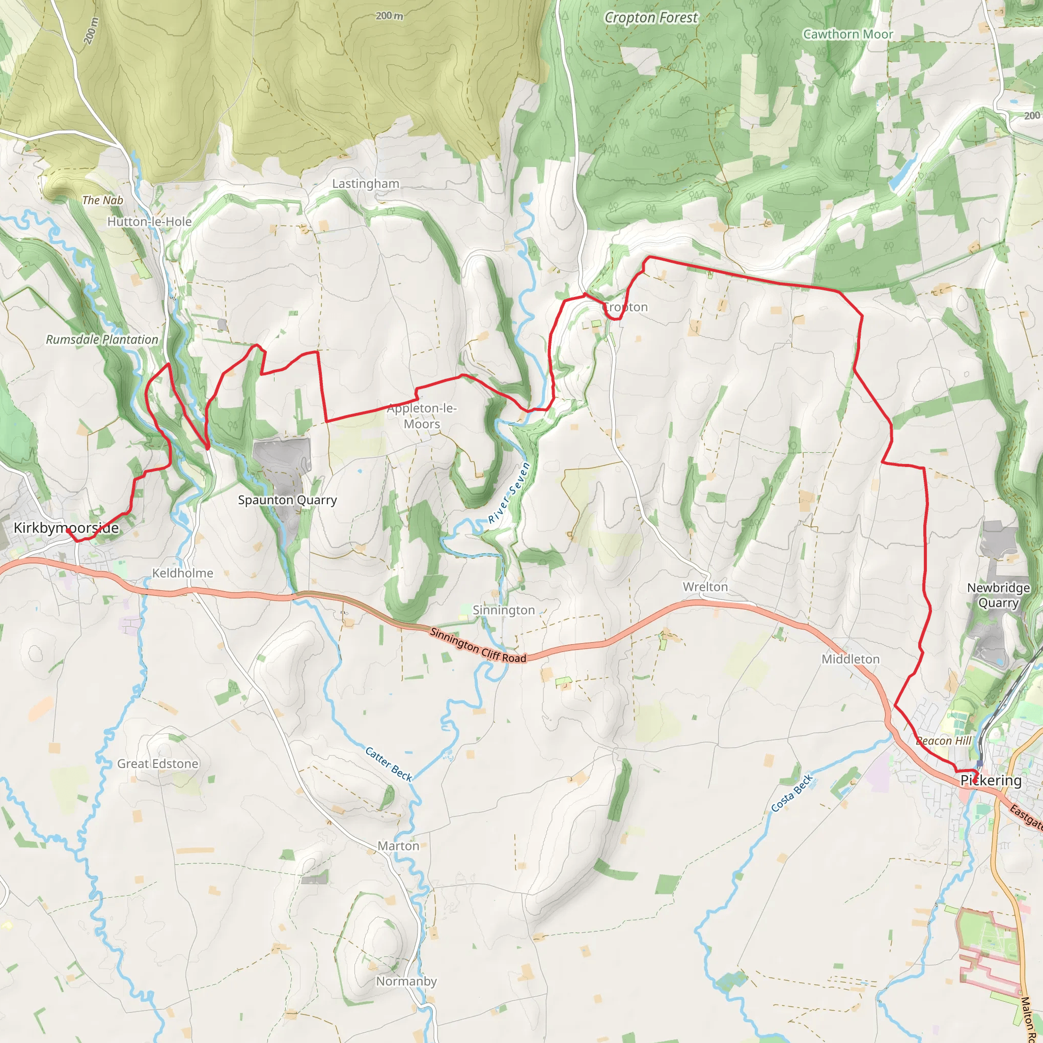 Pickering to Kirkbymoorside Walk mobile static map