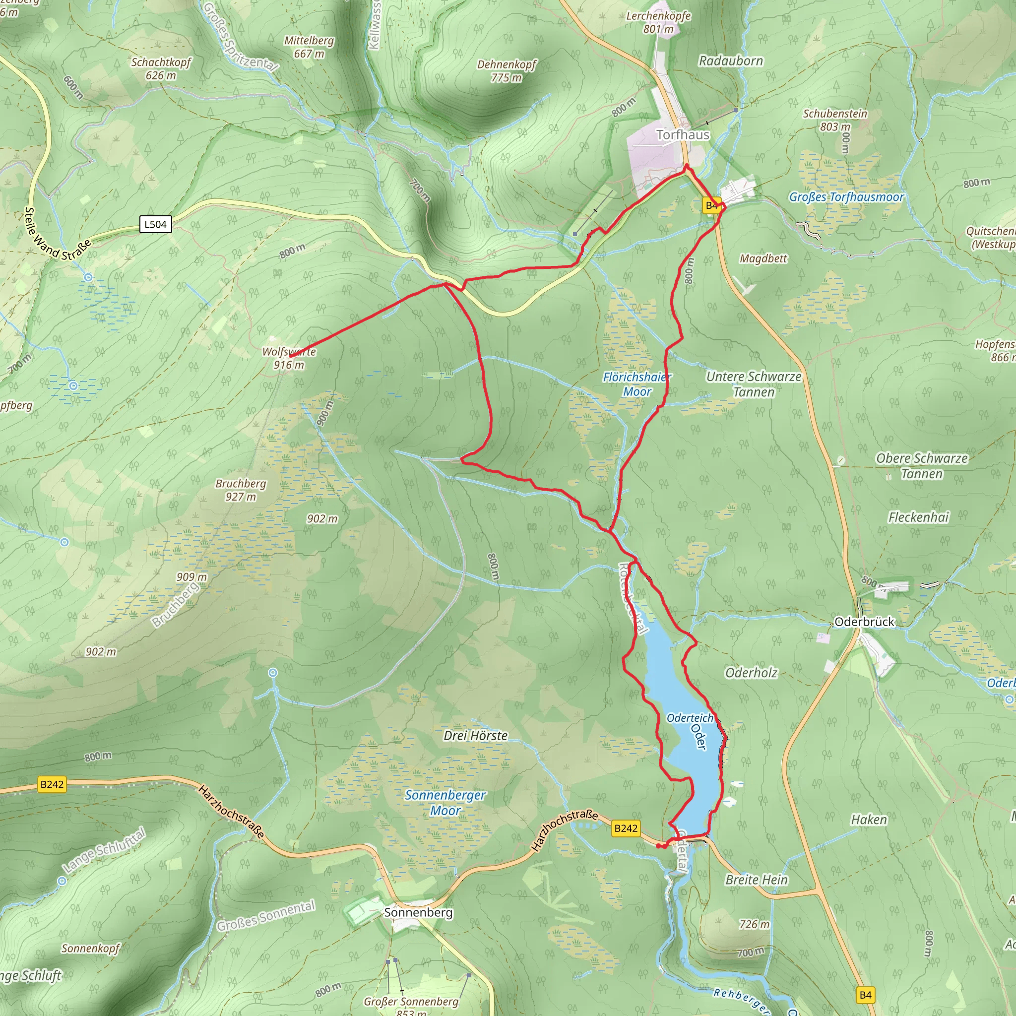 Wolfswarte and Oderteich via Harzklub Weg mobile static map