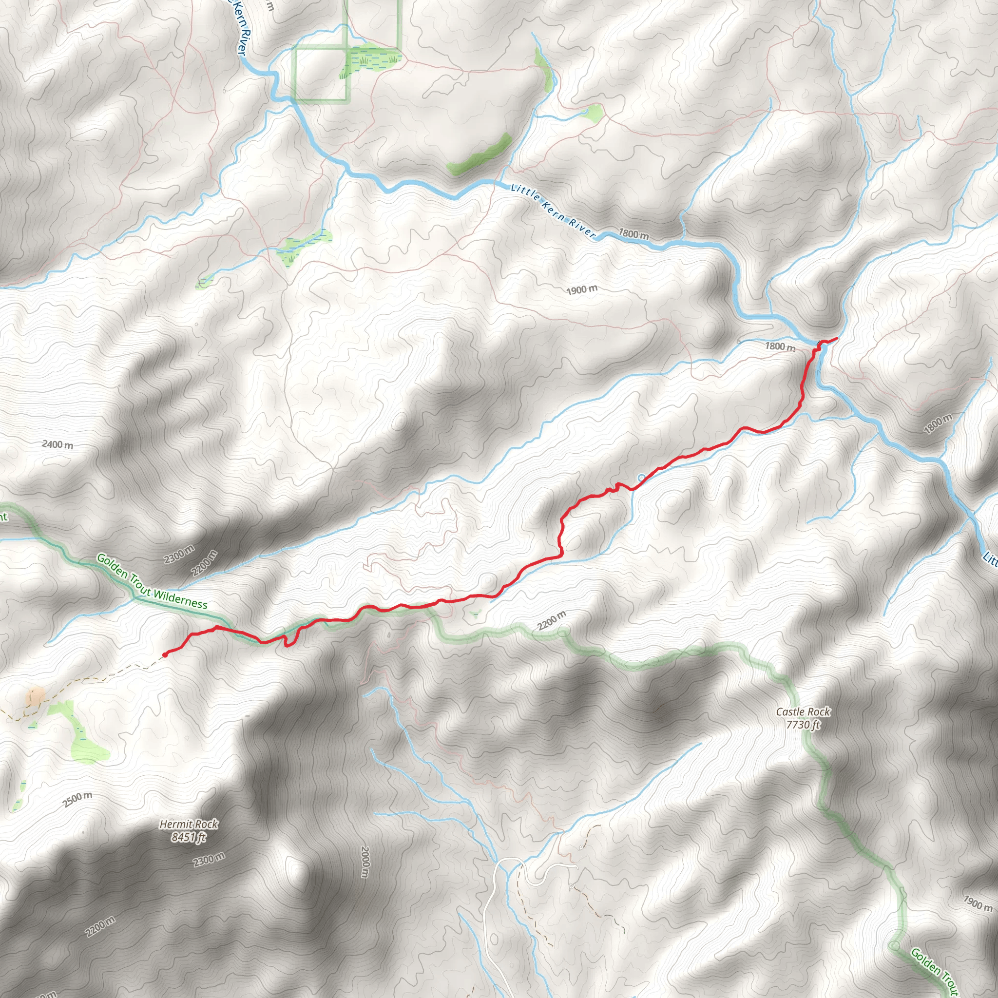 Little Kern River via Lewis Camp Trail mobile static map