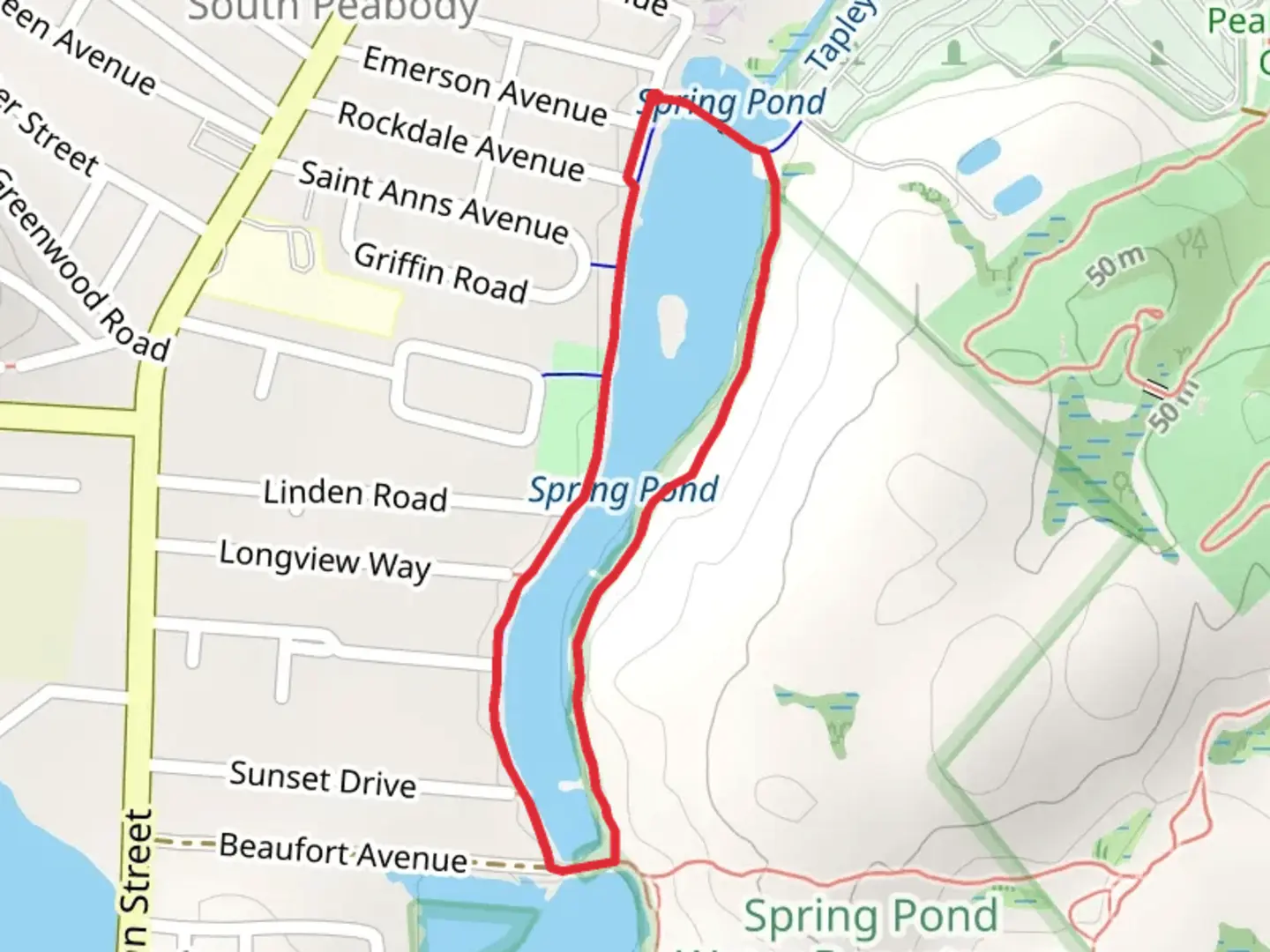 An image depicting the trail Spring Pond Trail and its surrounding area.