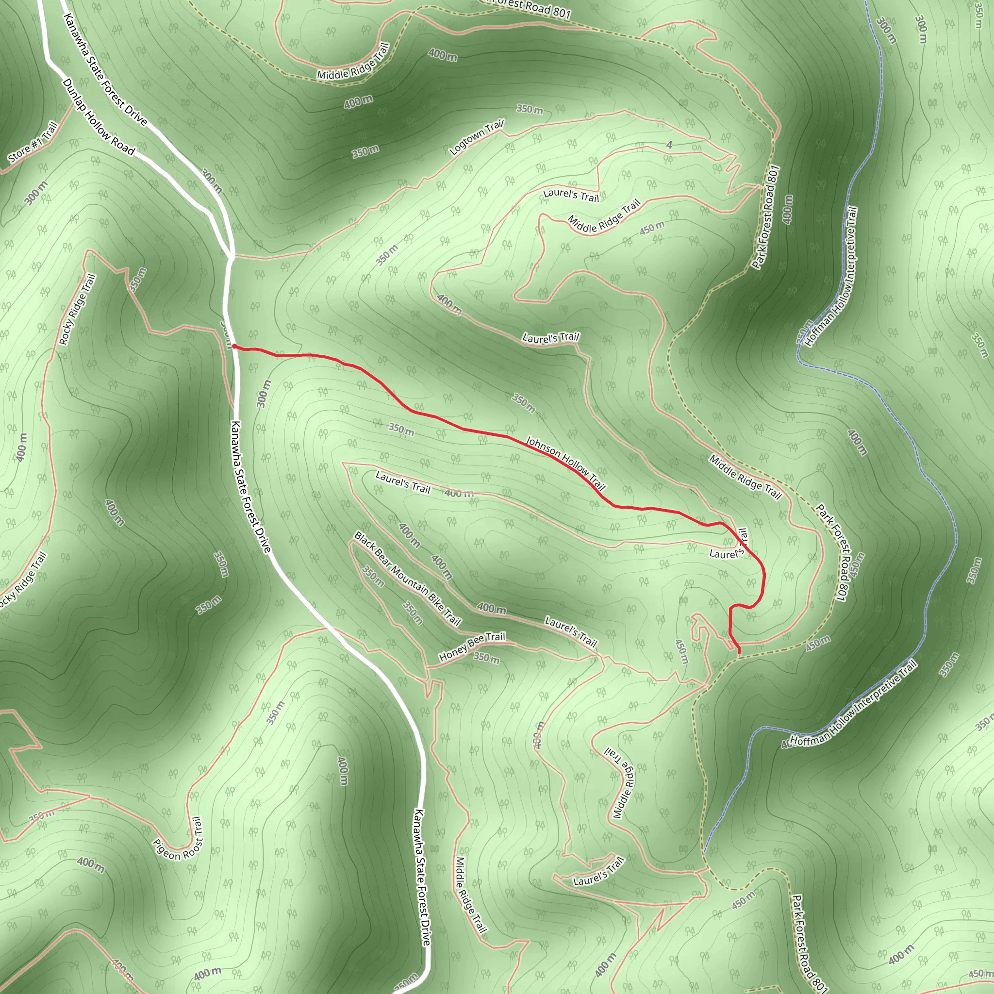 Johnson Hollow Trail mobile static map
