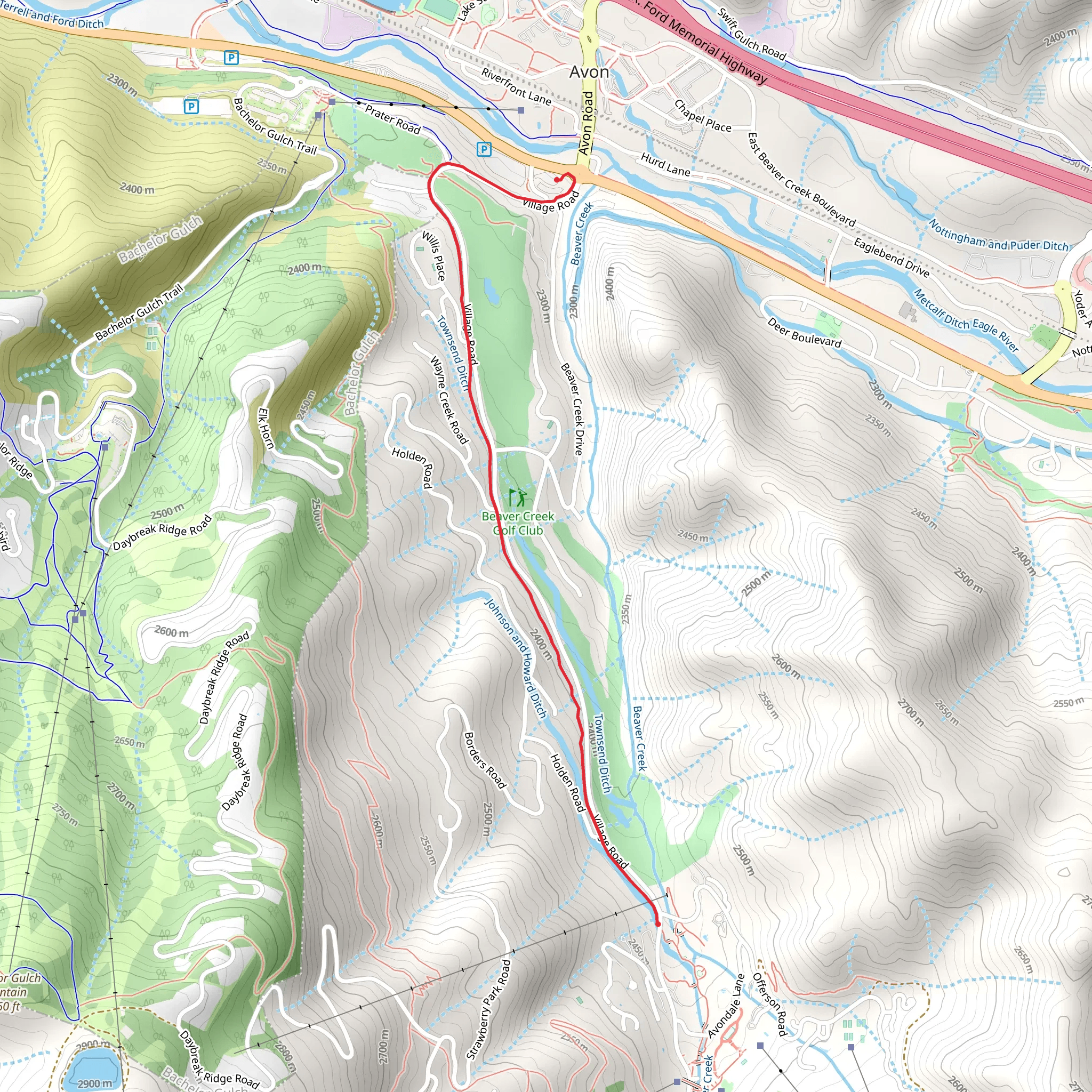 Townsend Ditch Trail mobile static map