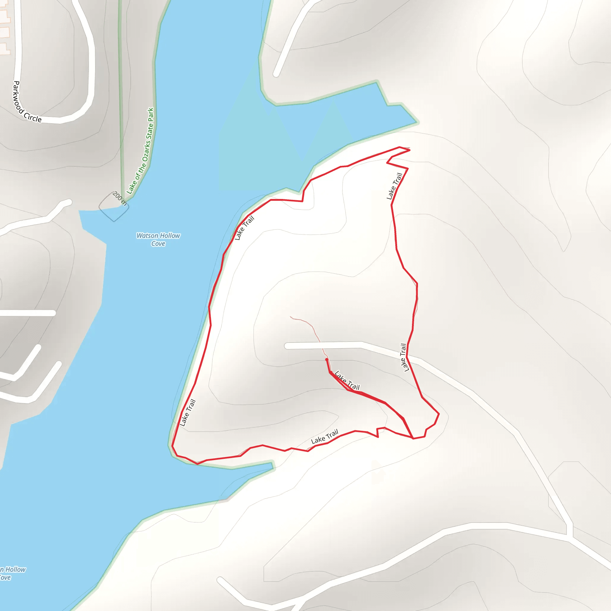 Watson Hollow Cove Lake East Side Loop Trail mobile static map