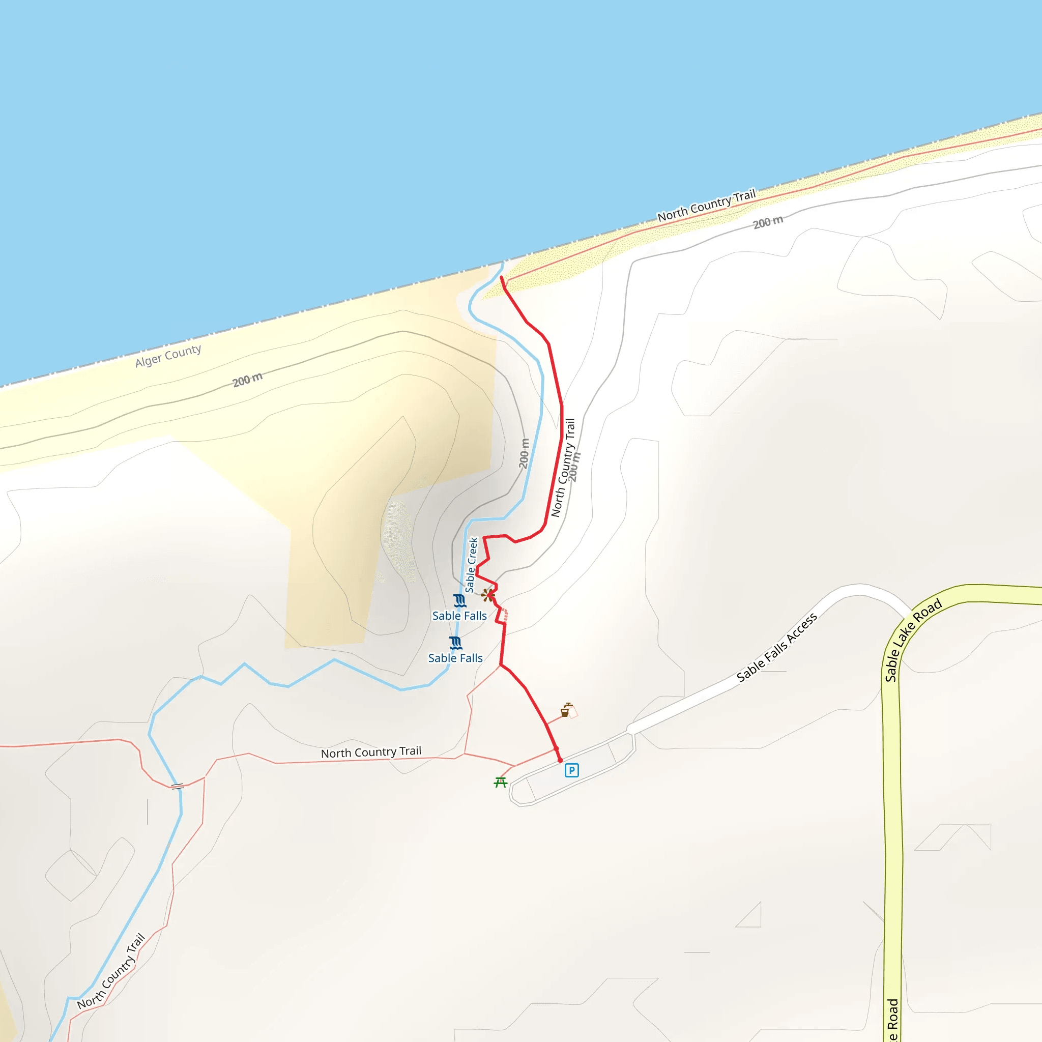 Sable Creek via North Country Trail mobile static map