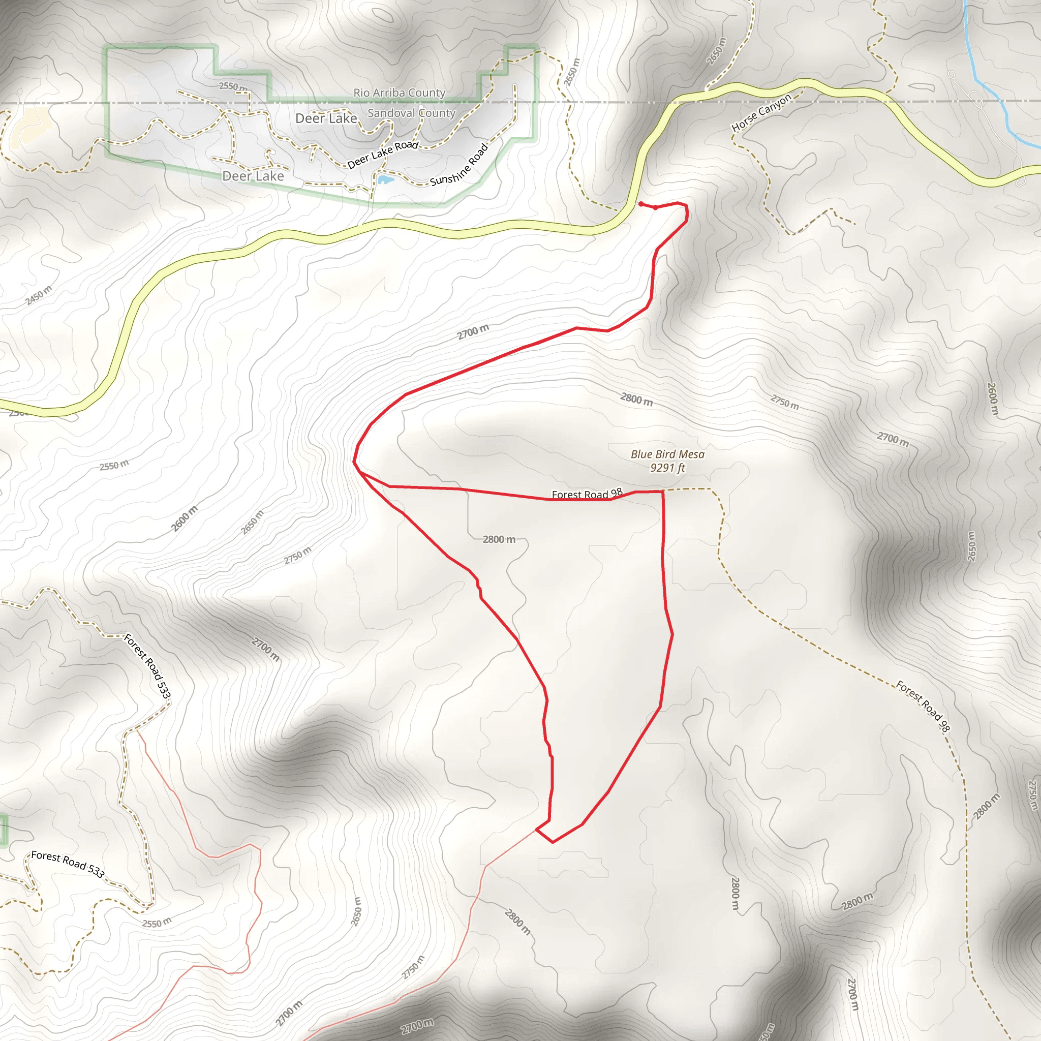 Blue Bird Mesa Loop mobile static map
