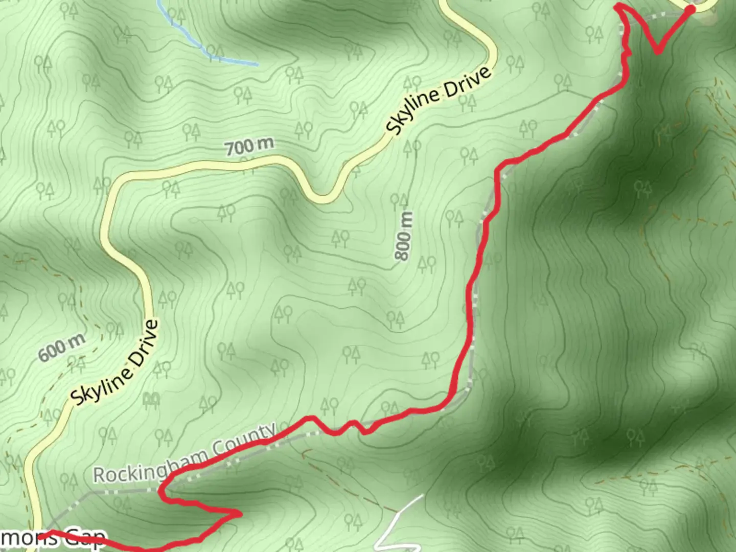 An image depicting the trail Simmons Gap via Appalachian Trail and its surrounding area.