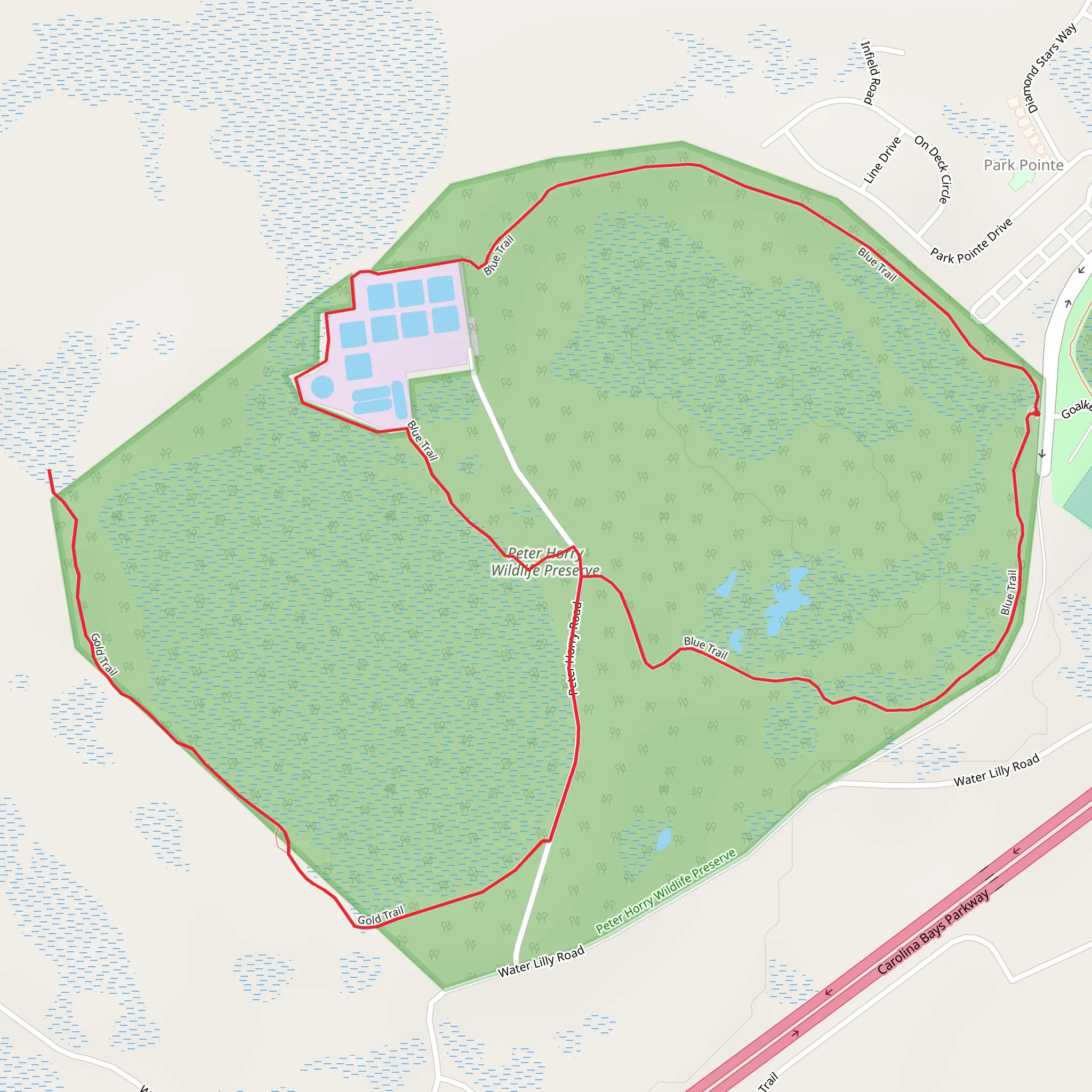 Peter Horry Wildlife Preserve Loop via White and Gold Trail mobile static map