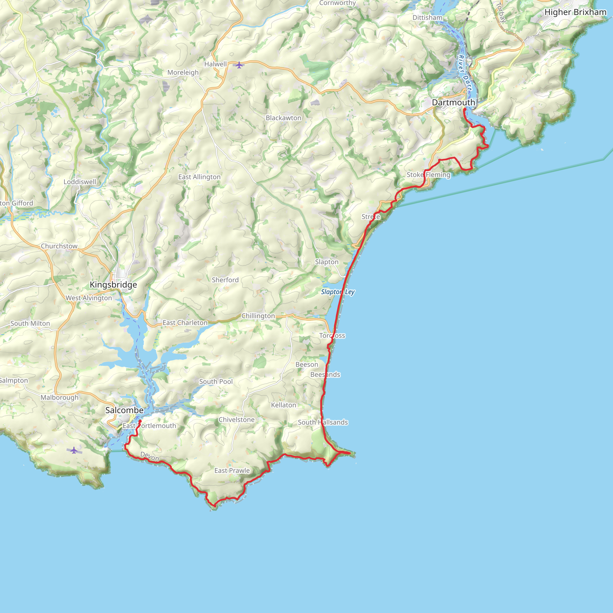 Lannacombe Beach, Strete Gate Beach and Blackpool Sands mobile static map