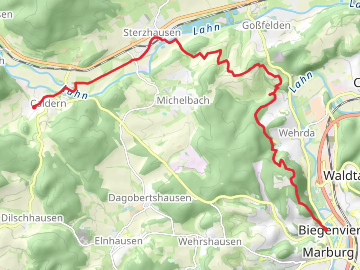 An image depicting the trail Caldern to Marburg Walk and its surrounding area.