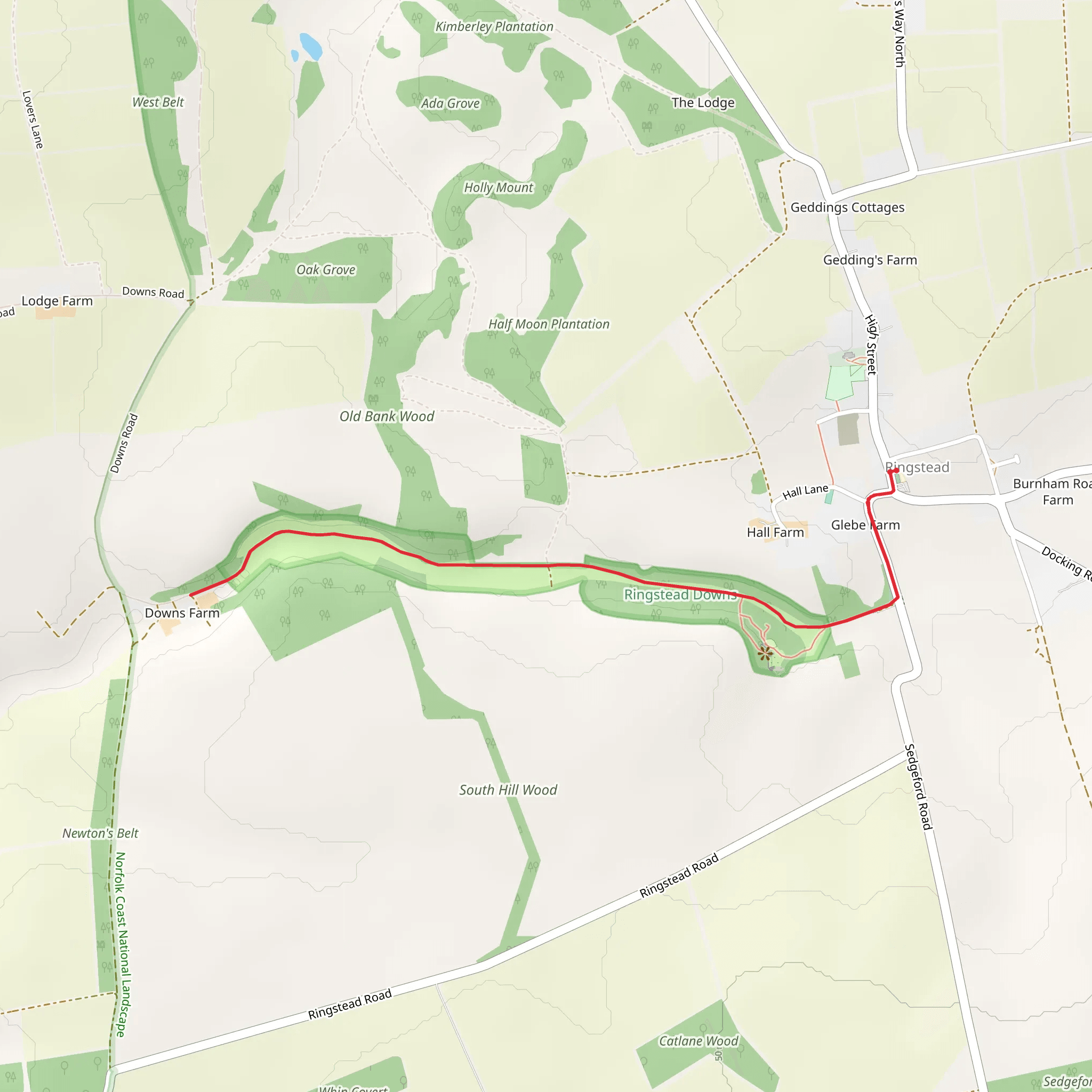 Larch Plantation and Ringstead Downs mobile static map