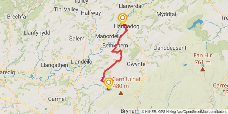 Beacons Way stage 10 Map