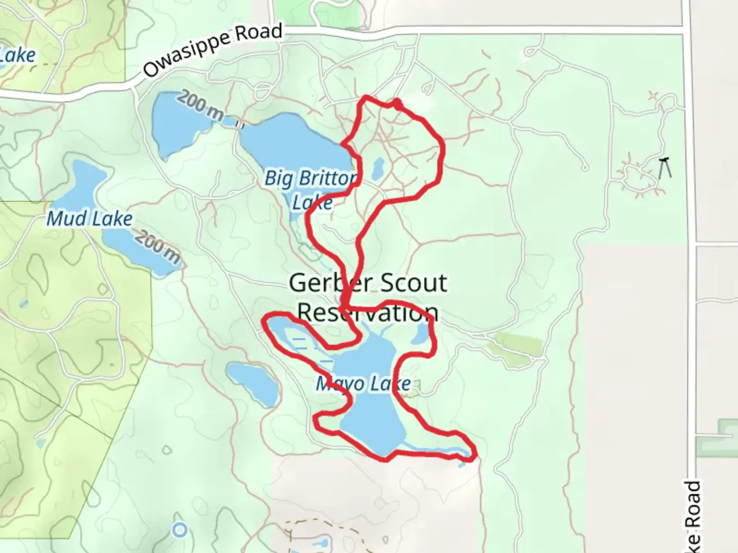 An image depicting the trail Mayo Lake Loop via Gebrer Red and Green Trail and its surrounding area.