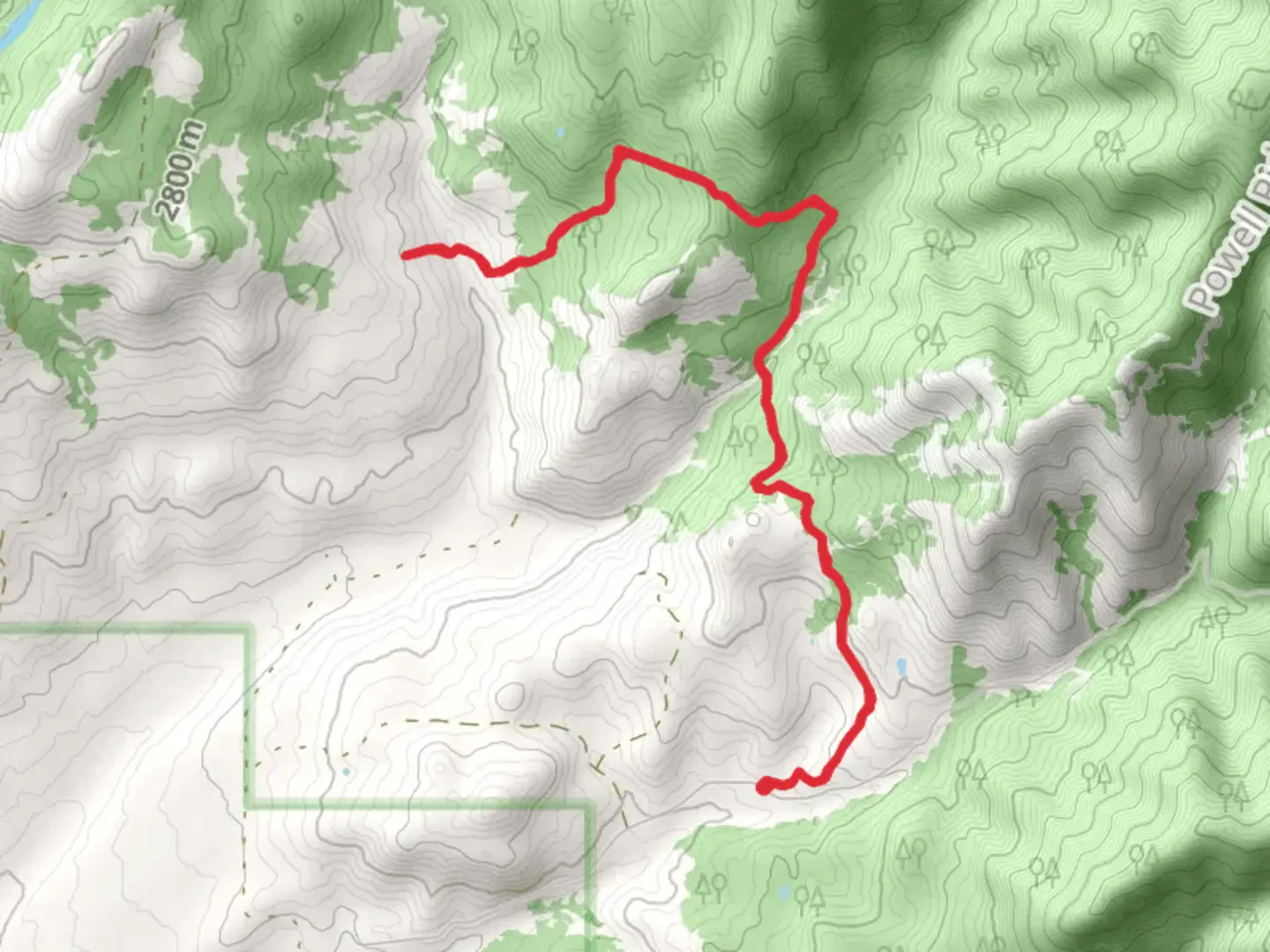 An image depicting the trail Dyer Connection Trail via Dyer Creek Trail and its surrounding area.