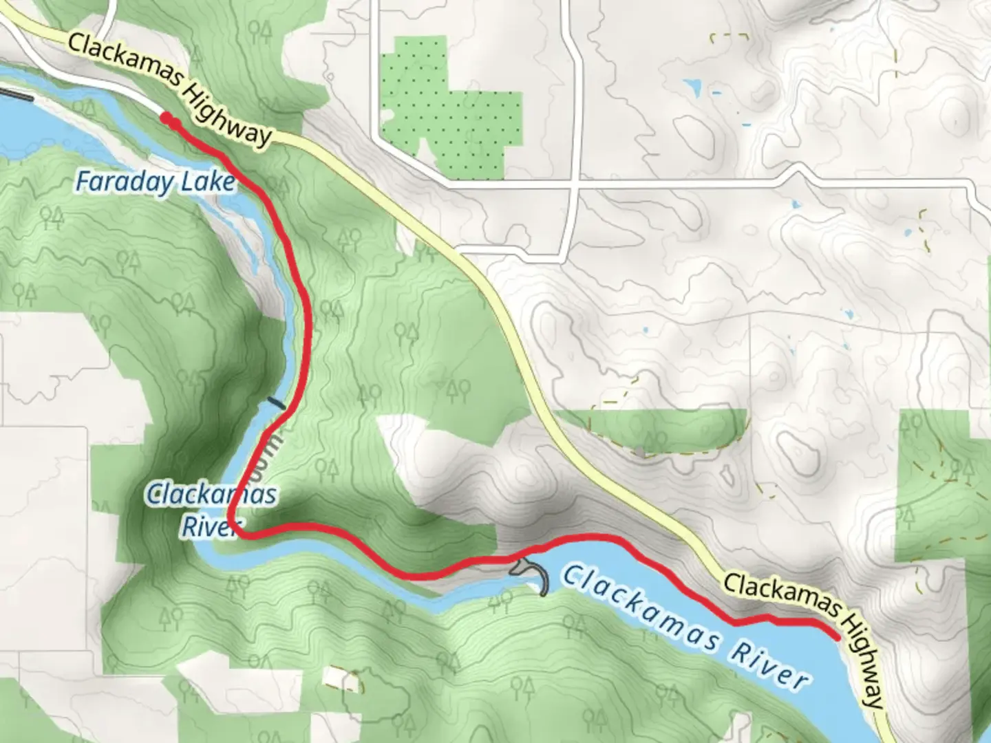 An image depicting the trail Clackamas River Walk and its surrounding area.