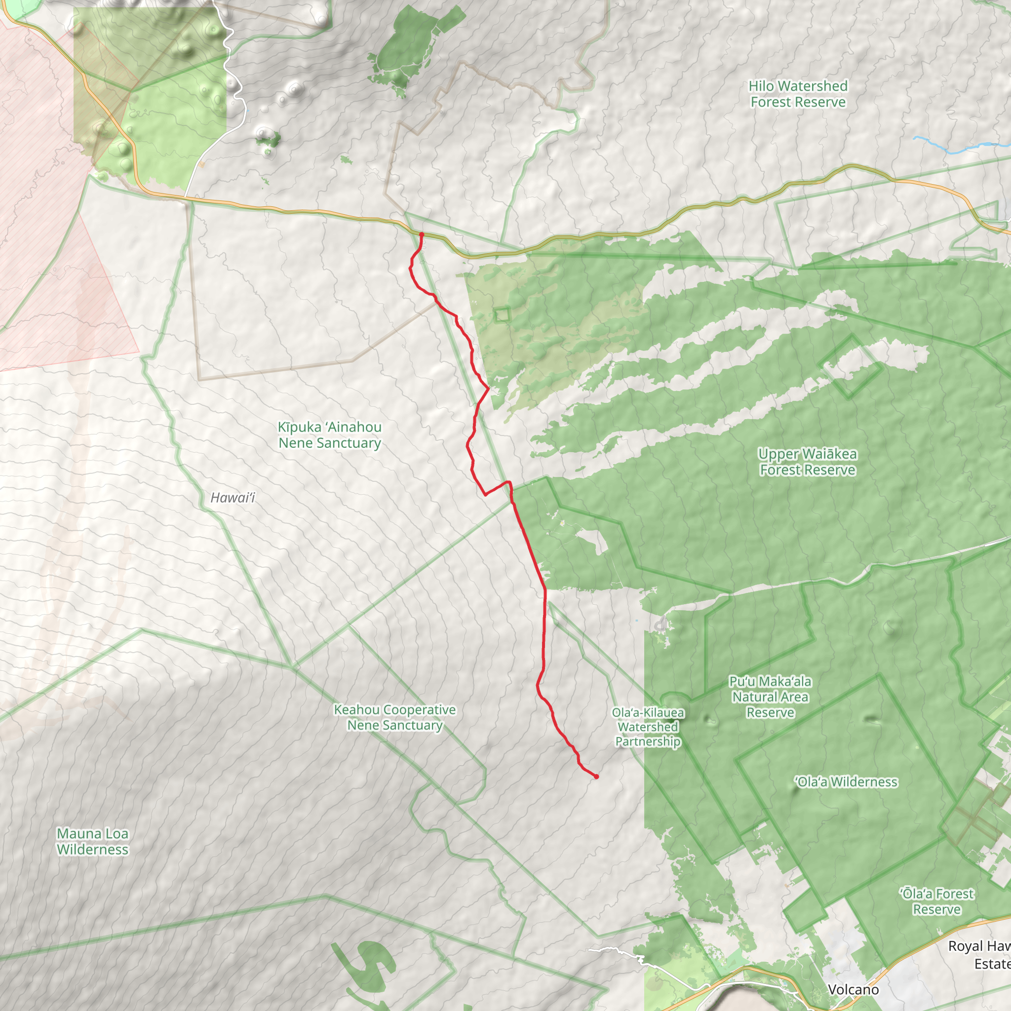 Pu‘u ‘O‘o Horse Trail and Puu Oo Volcano Trail mobile static map