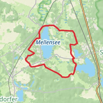 Mellensee Loop via Grober Wunsdorfer See mobile static map