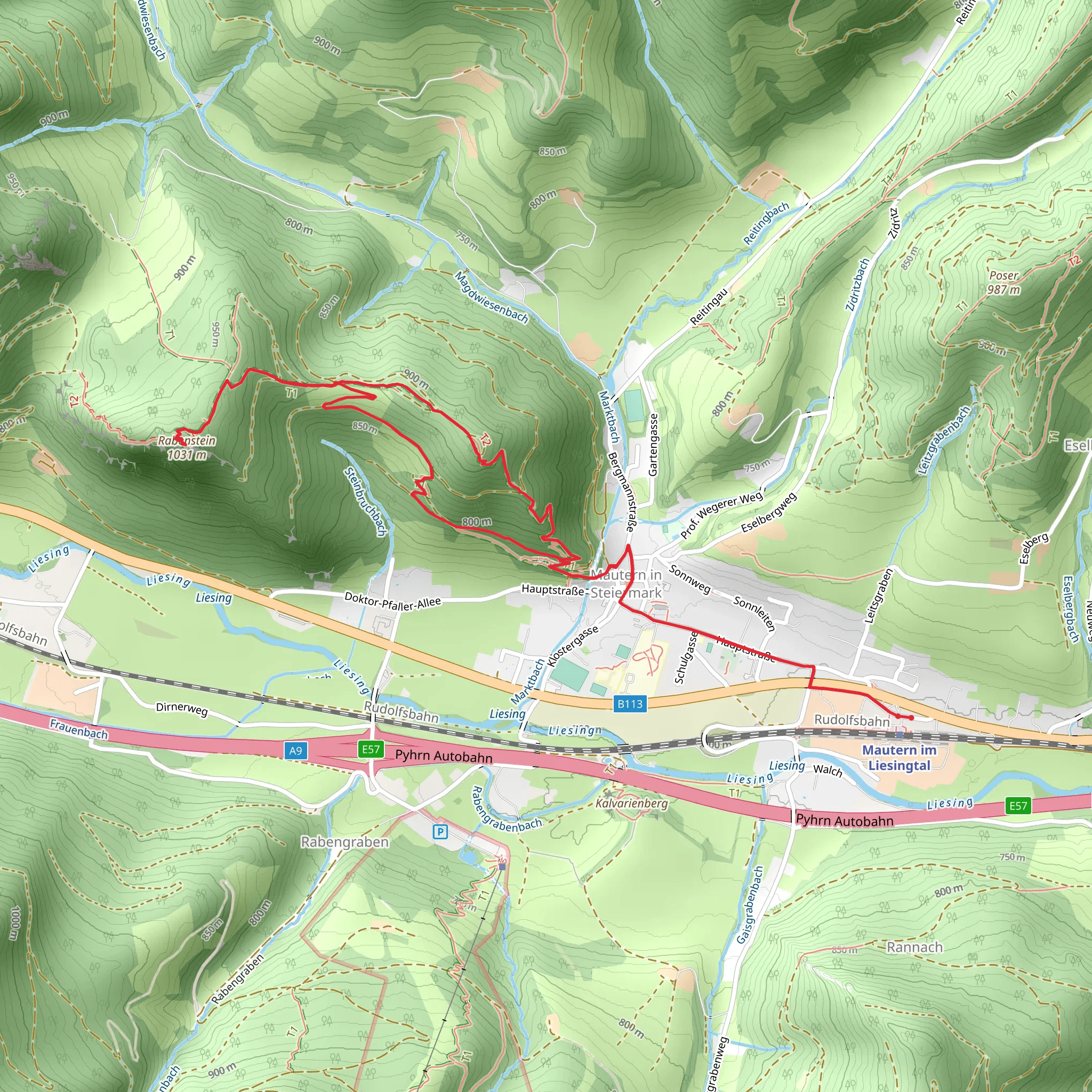 Rabenstein from Mautern mobile static map