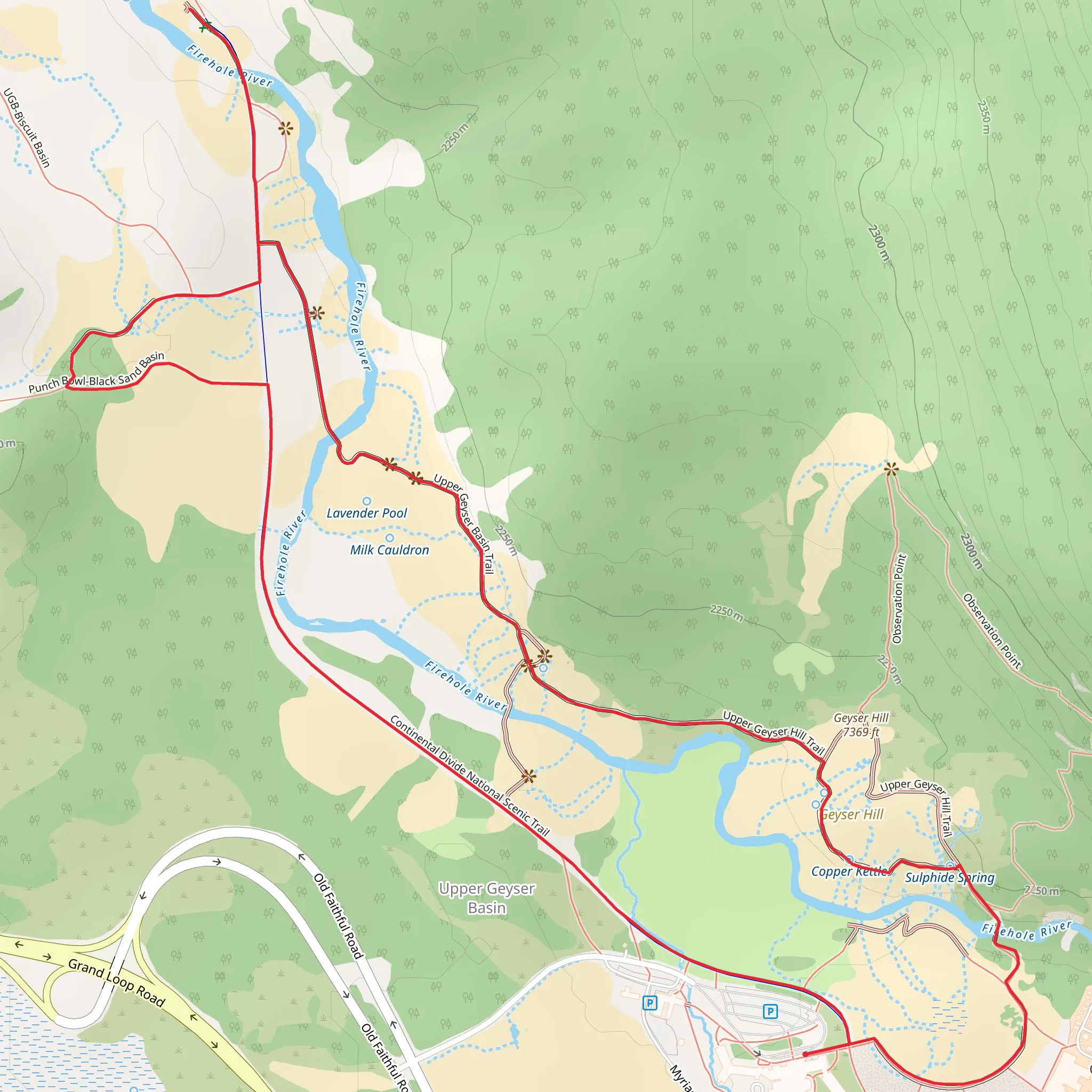Upper Geyser Hill Loop Trail mobile static map