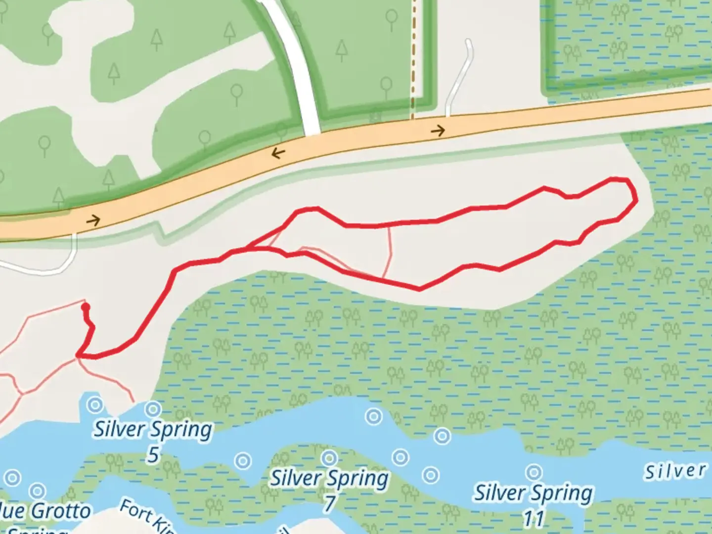 An image depicting the trail East Silver Springs Boulevard Loop via Silver River and its surrounding area.
