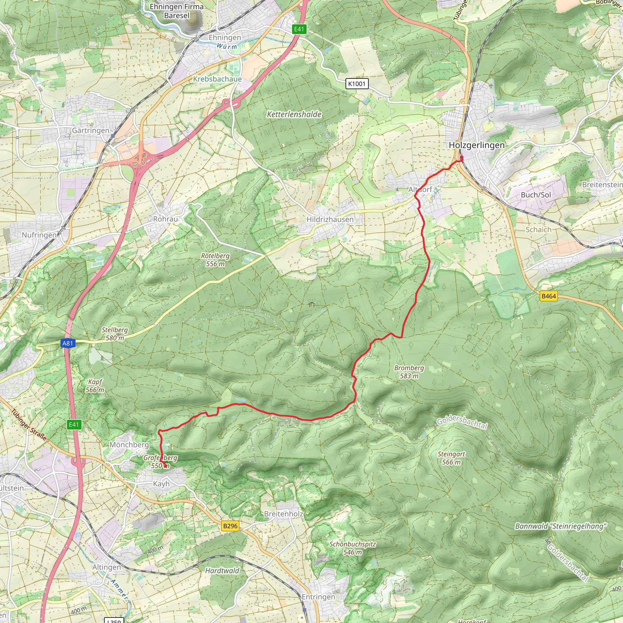 Holzgerlingen to Kayn Walk mobile static map