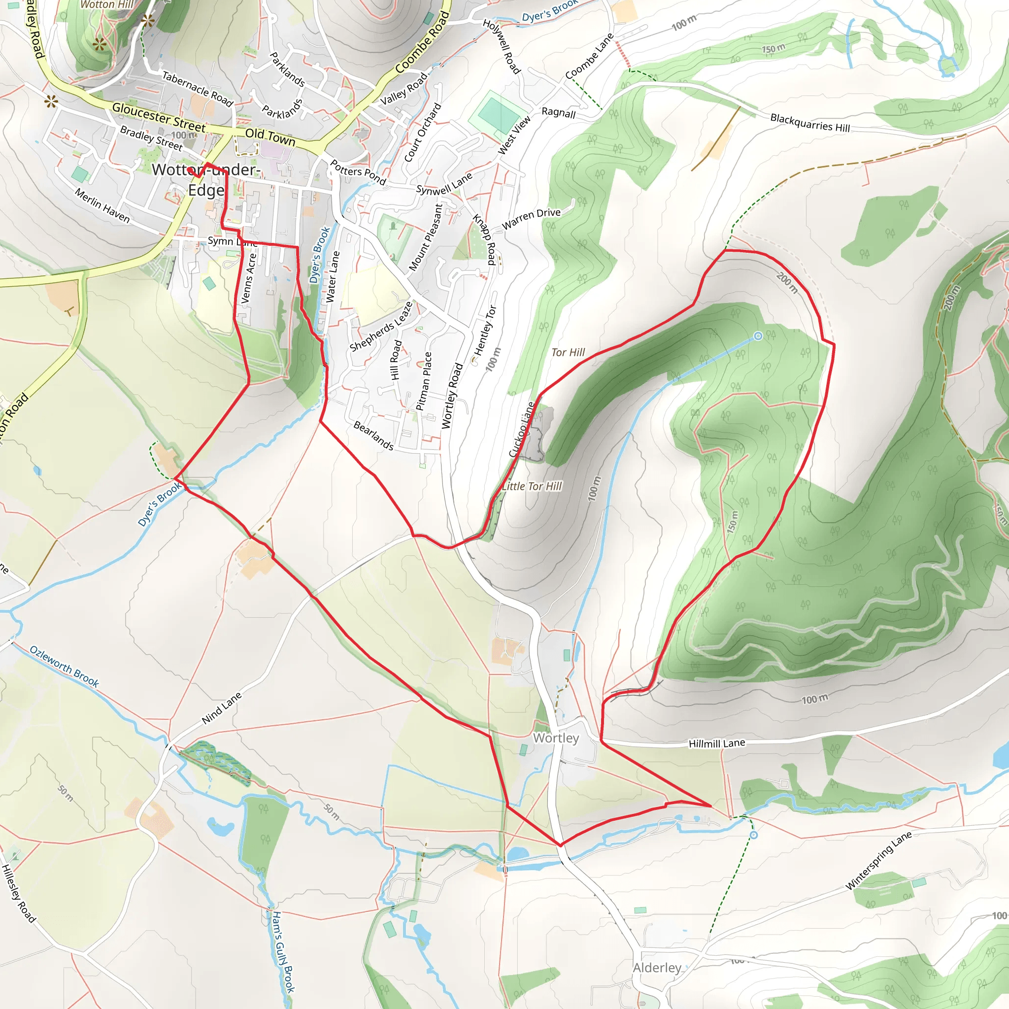 Wotton under Edge and Wortley Loop mobile static map