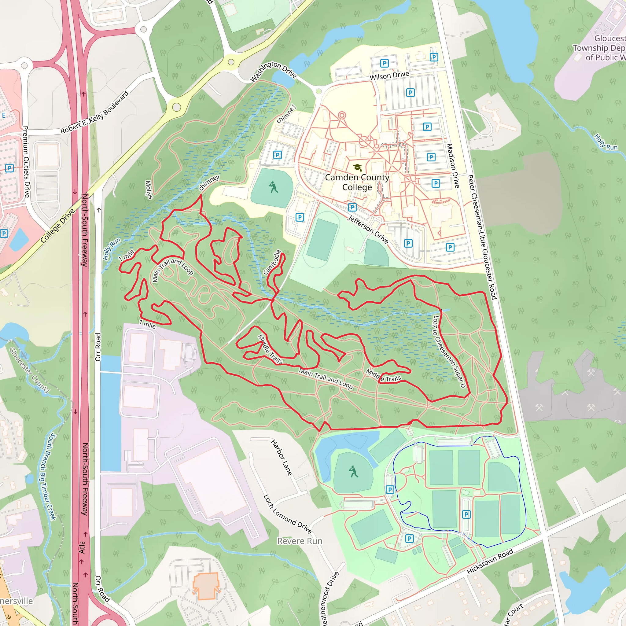 Middle Trails and Twisty Loop mobile static map