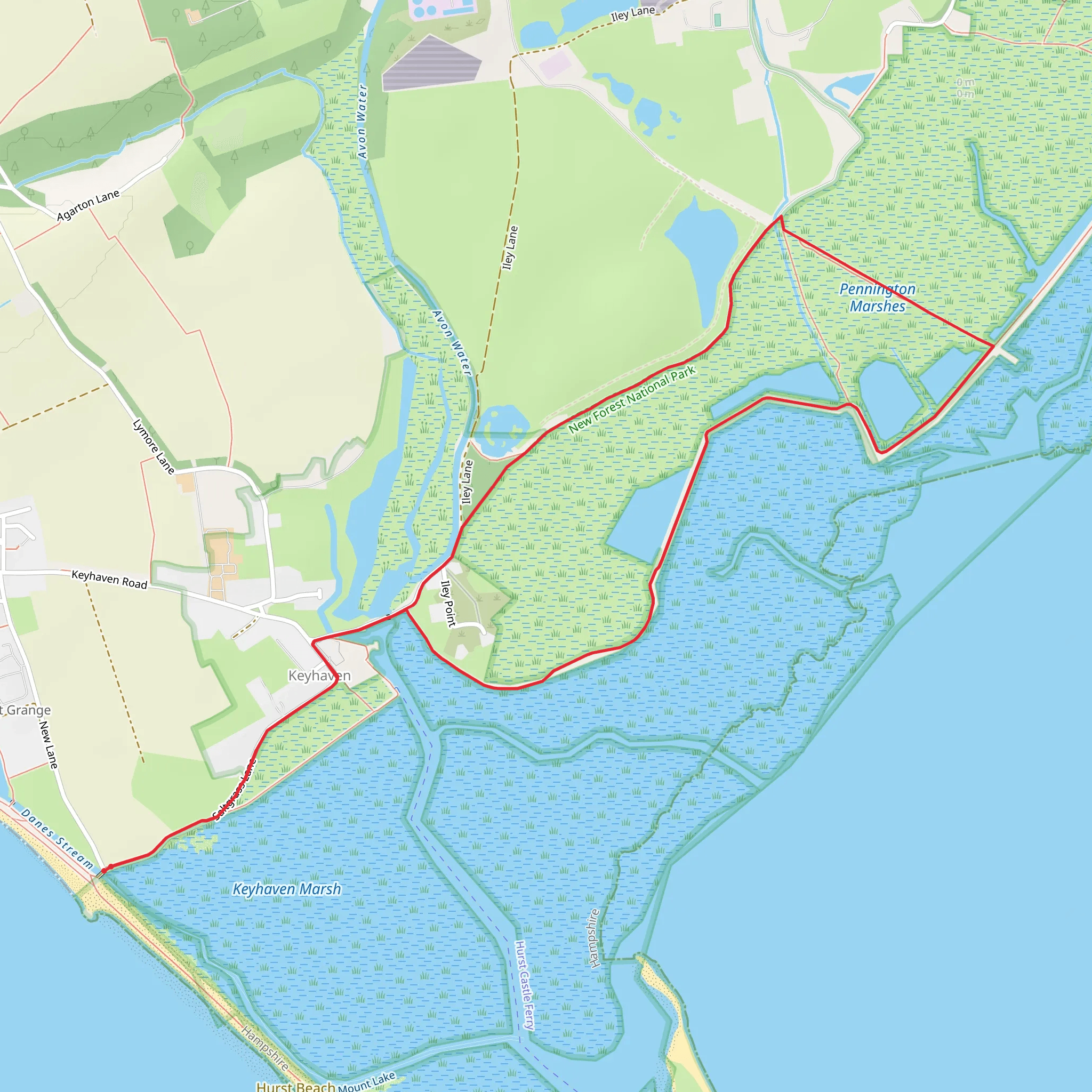 Keyhaven Marshes Walk mobile static map