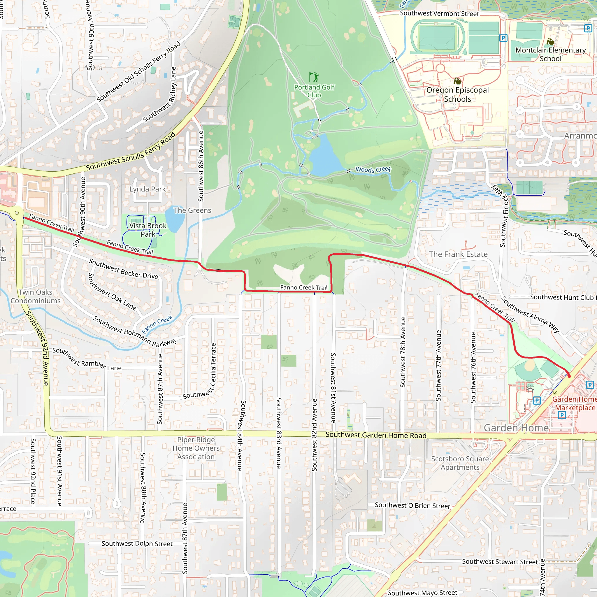 Fanno Creek Trail mobile static map