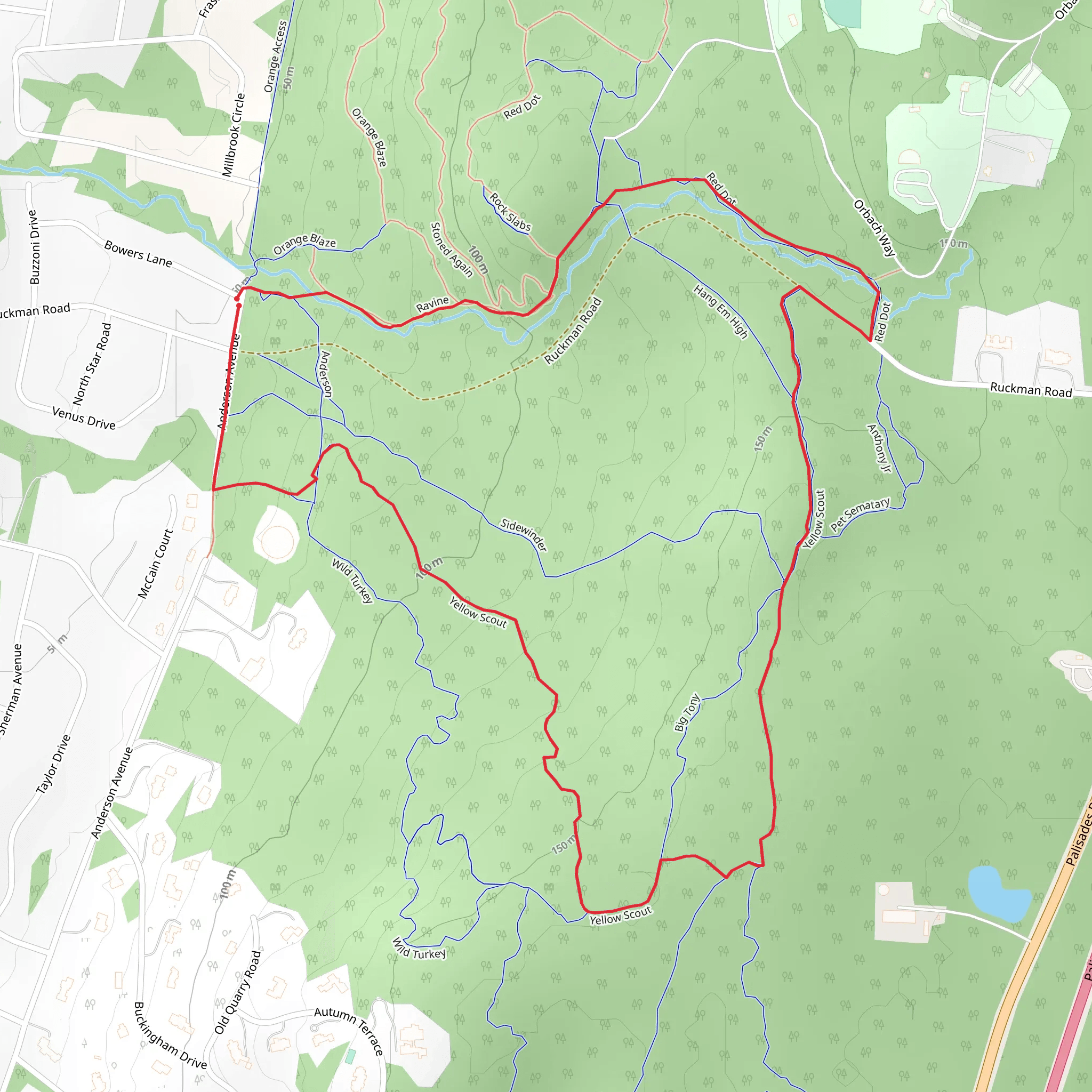 Ravine Trail and Yellow Dot Loop Trail mobile static map