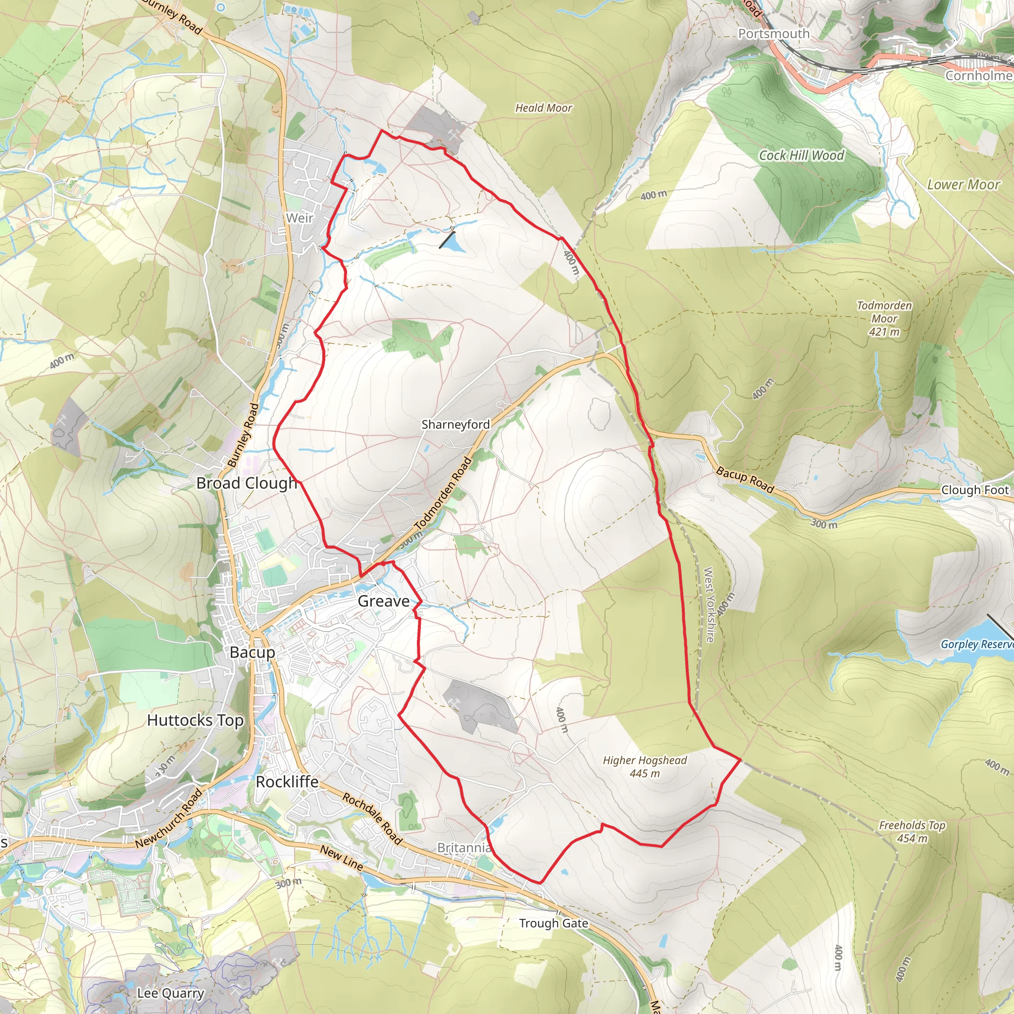 Greave and The Rossendale Way mobile static map
