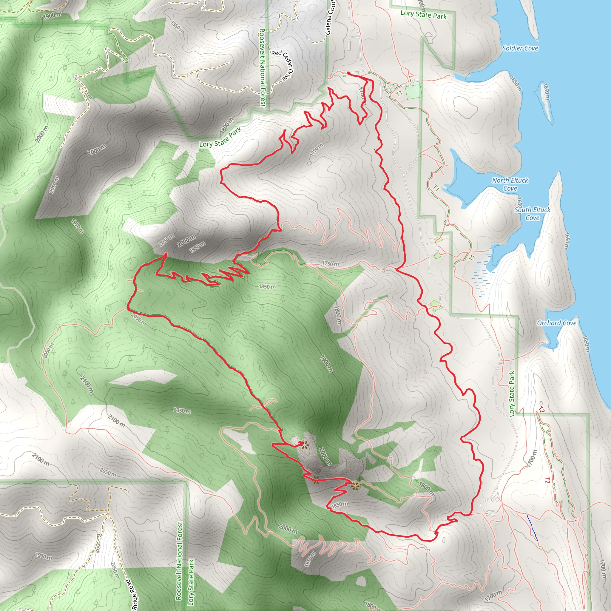 Timber, Arthur's Rock and West Valley Loop Trail mobile static map
