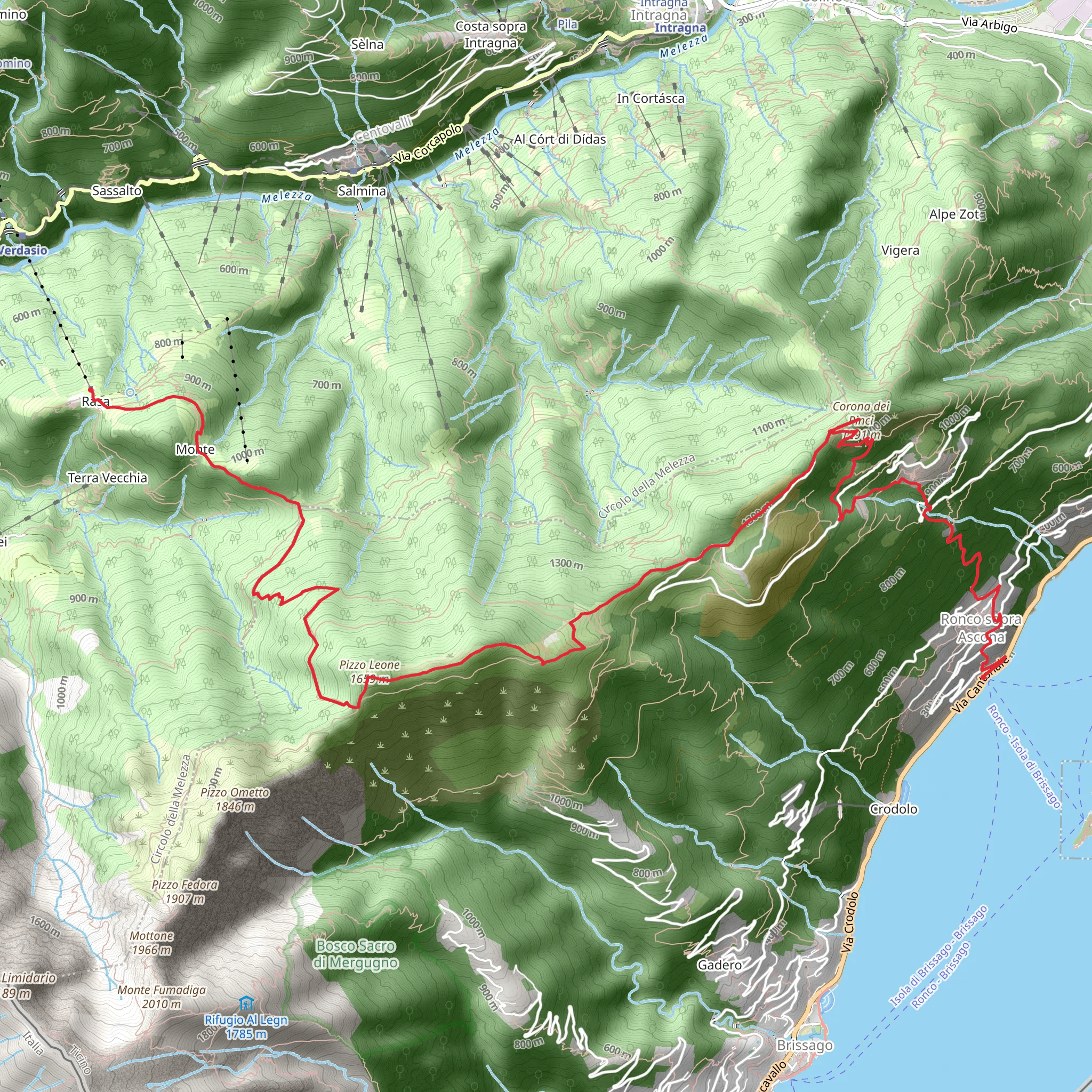 Rasa to Ronco sopra Ascona mobile static map