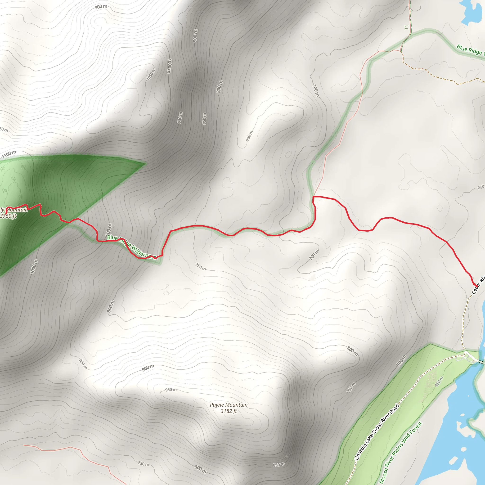 Wakely Mountain Trail mobile static map