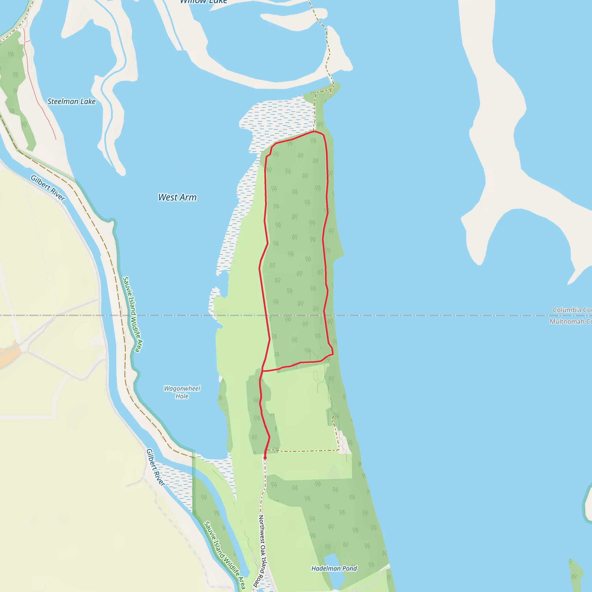 Northwest Oak Island Road - Willow Lake Loop mobile static map